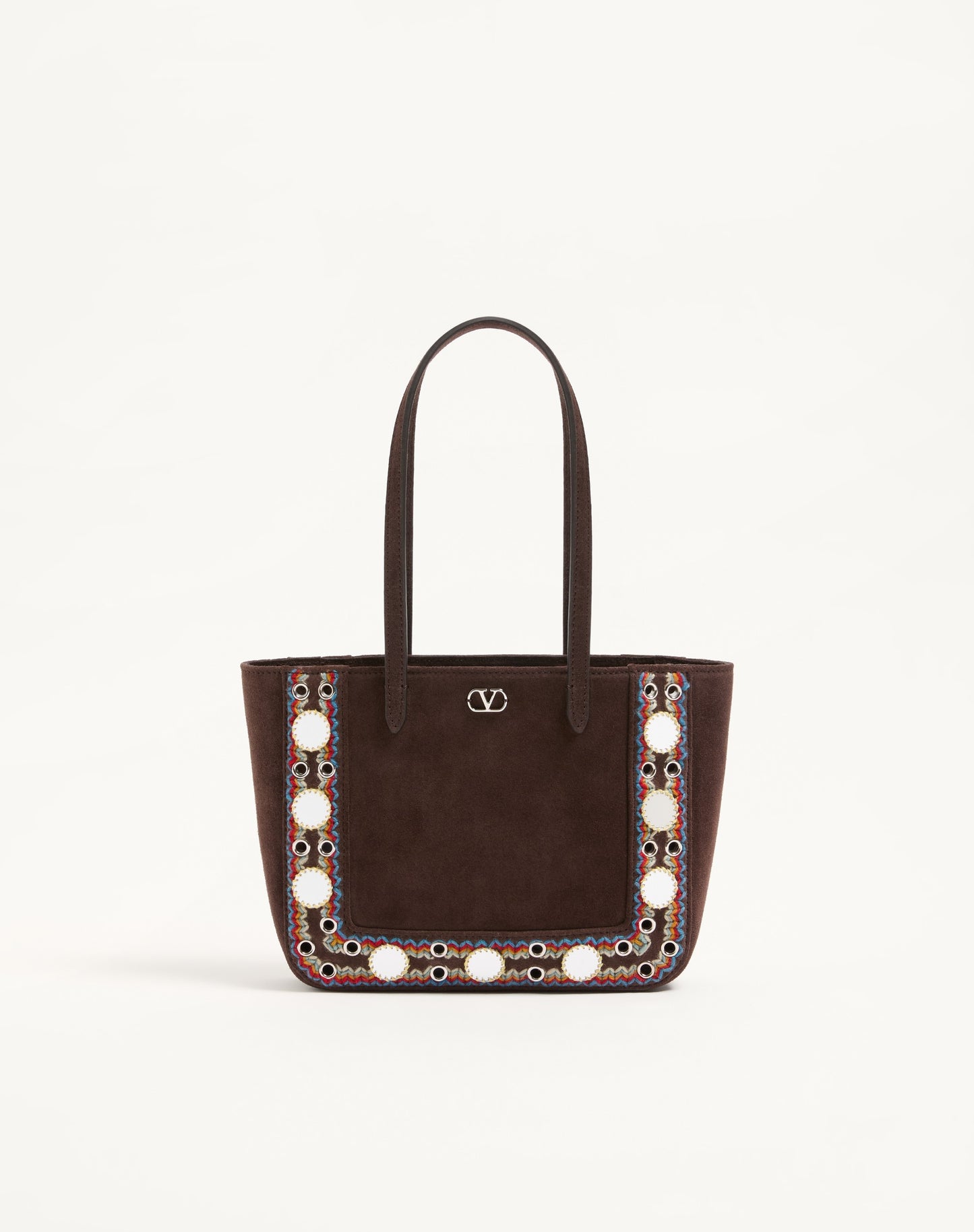 Valentino Garavani Nellcôte Mini Suede Shopping Bag With Embroidered Trim