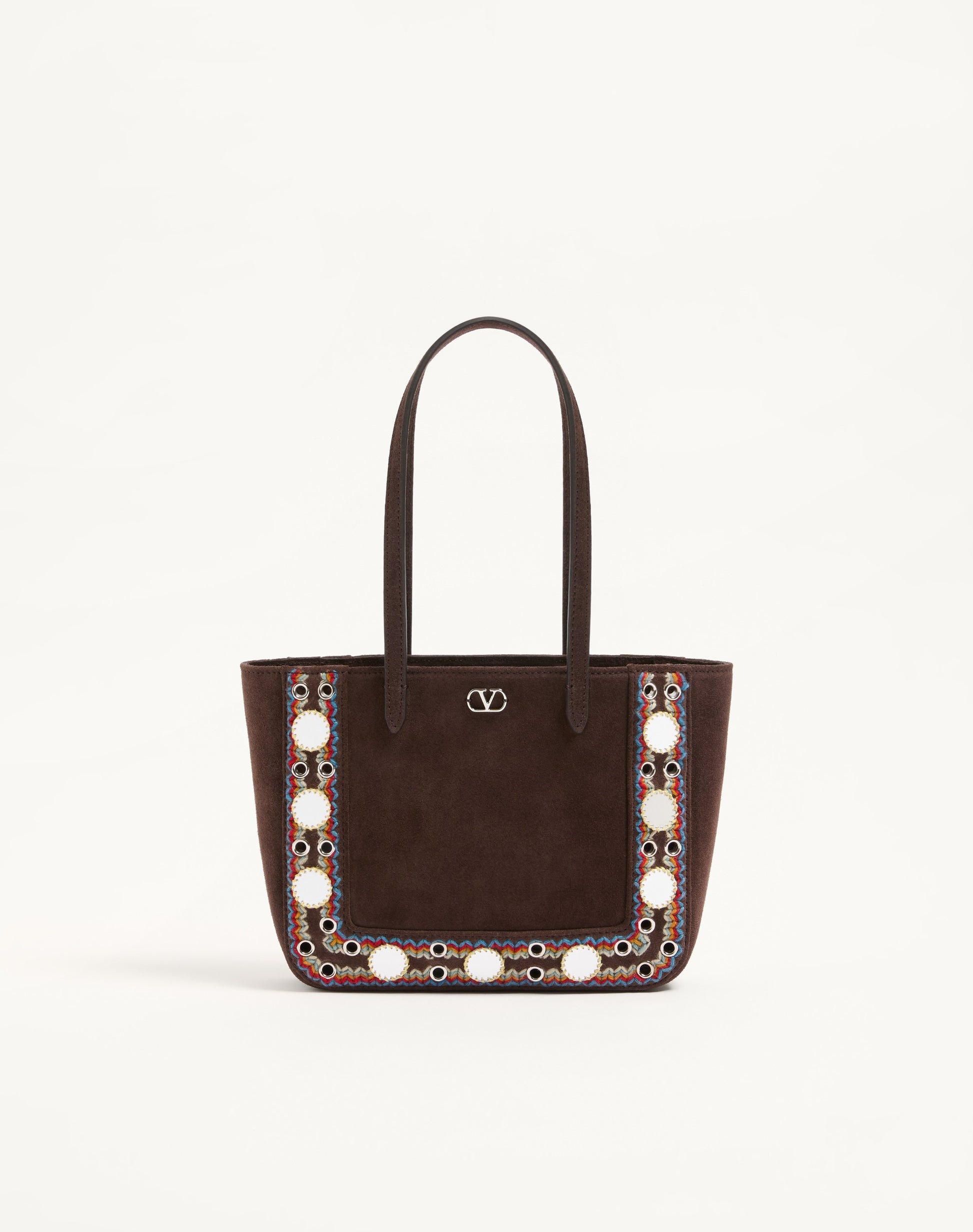 Valentino Garavani Nellcôte Mini Suede Shopping Bag With Embroidered Trim