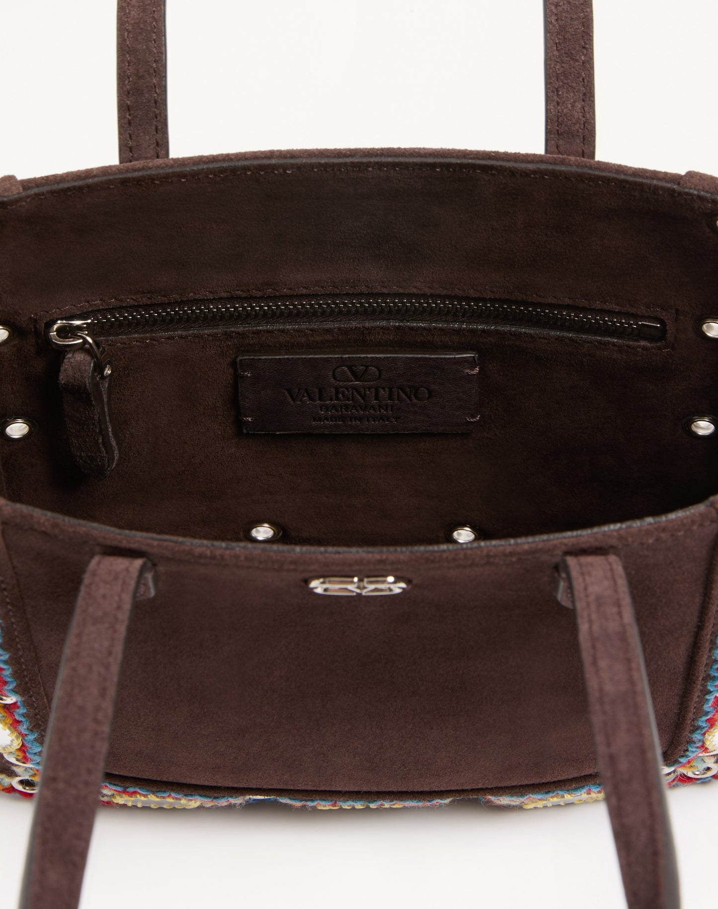 Valentino Garavani Nellcôte Mini Suede Shopping Bag With Embroidered Trim