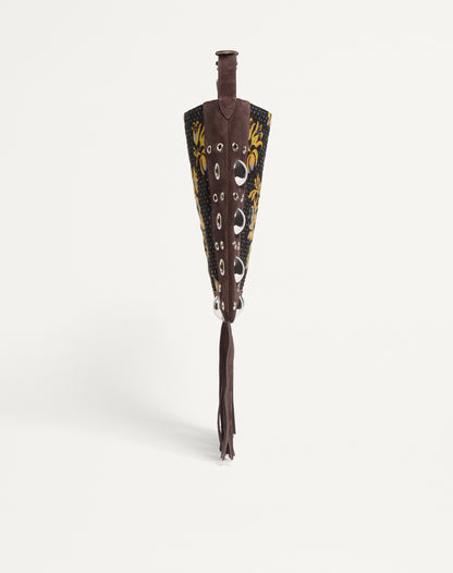 Valentino Garavani Nellcôte Shoulder Bag In Jacquard Fabric With Fringes
