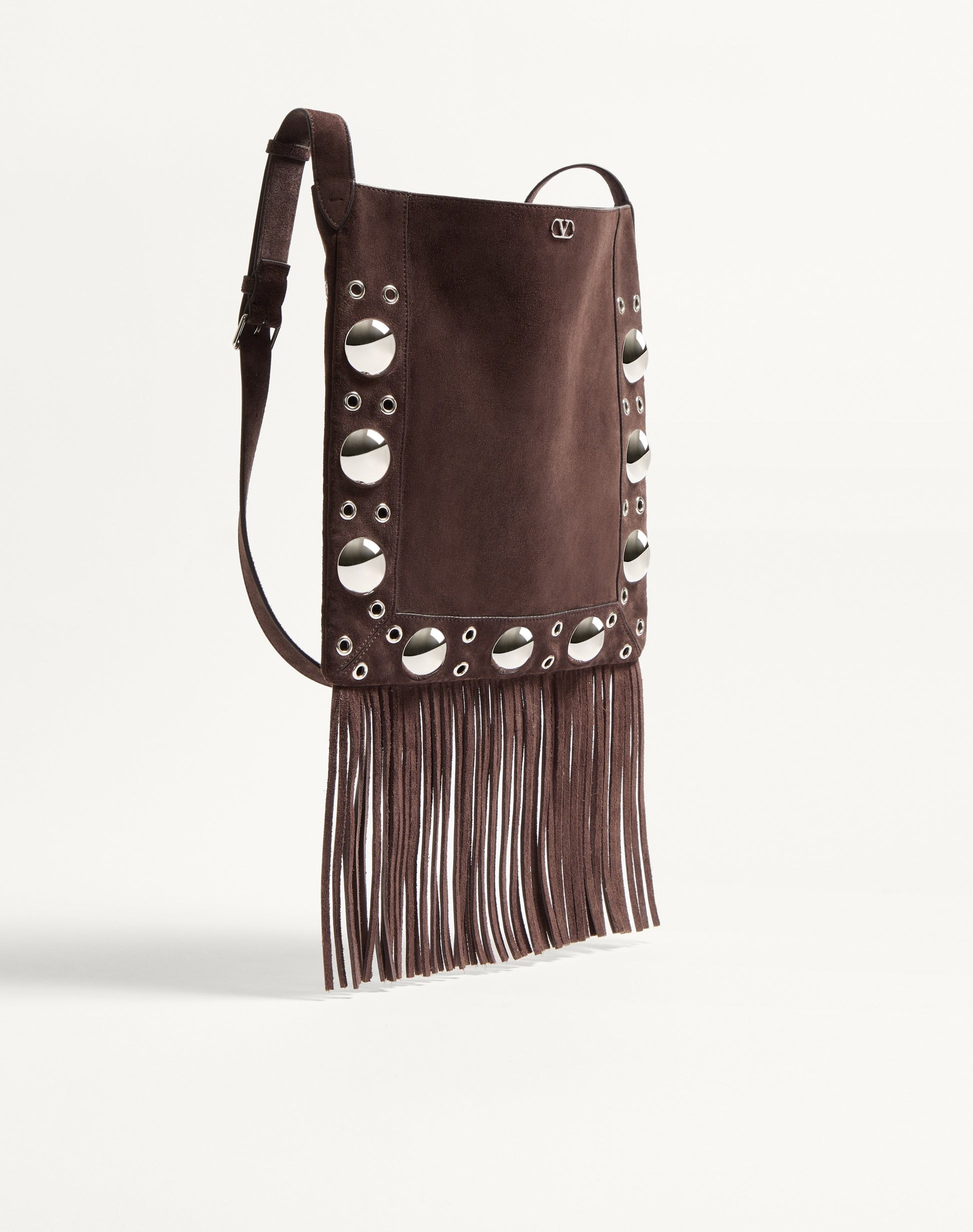 Valentino Garavani Nellcôte Suede Shoulder Bag With Fringes