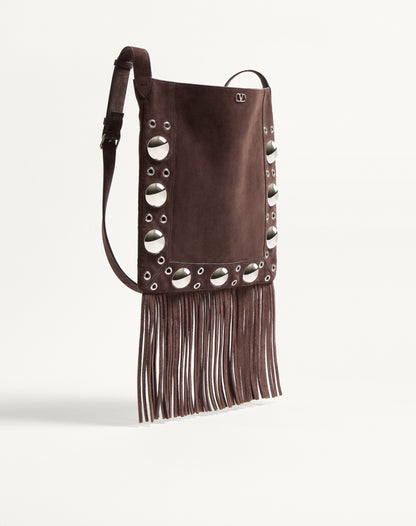 Valentino Garavani Nellcôte Suede Shoulder Bag With Fringes