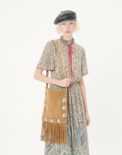 Valentino Garavani Nellcôte Suede Shoulder Bag With Fringes