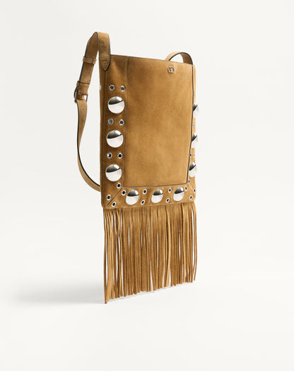 Valentino Garavani Nellcôte Suede Shoulder Bag With Fringes