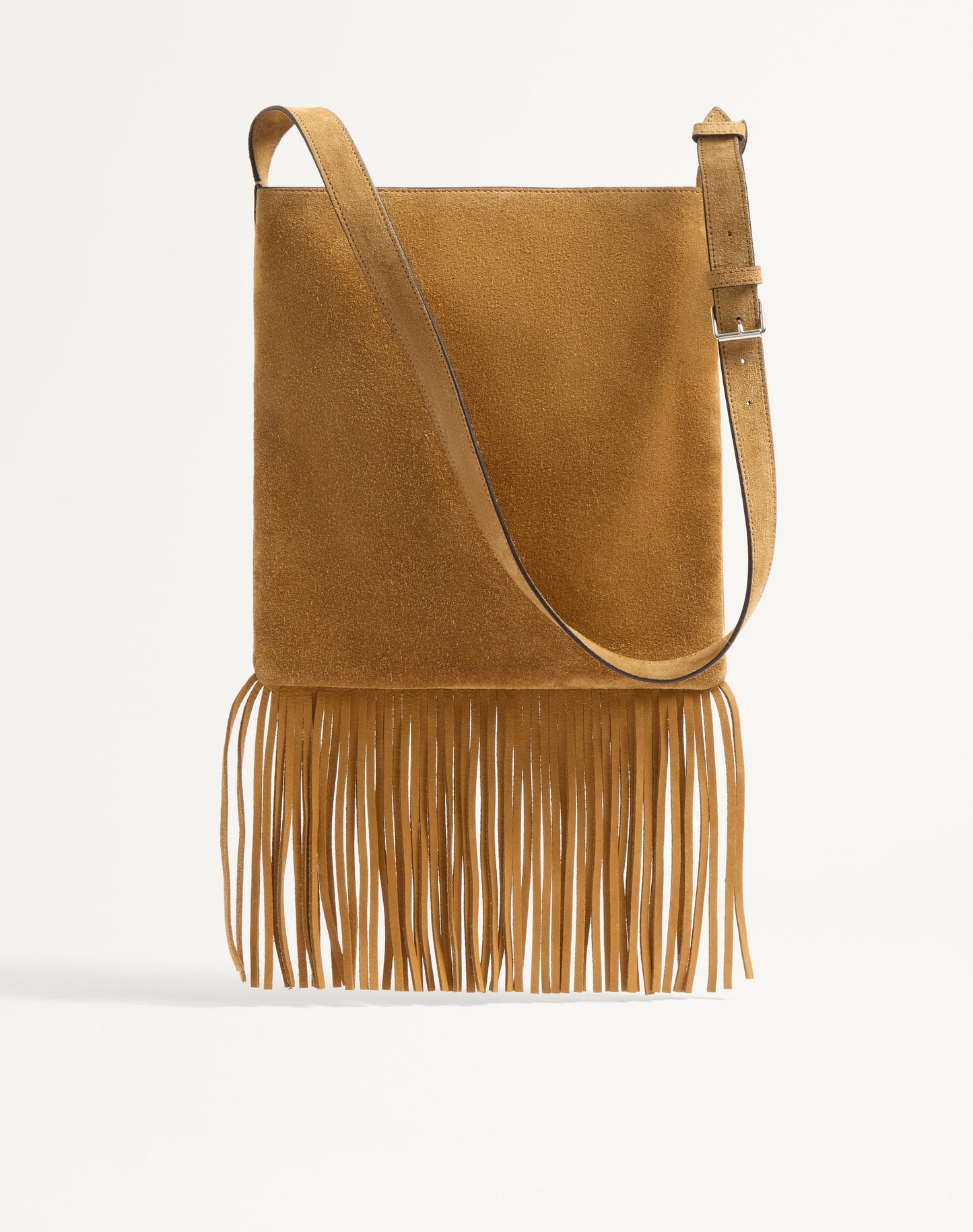 Valentino Garavani Nellcôte Suede Shoulder Bag With Fringes