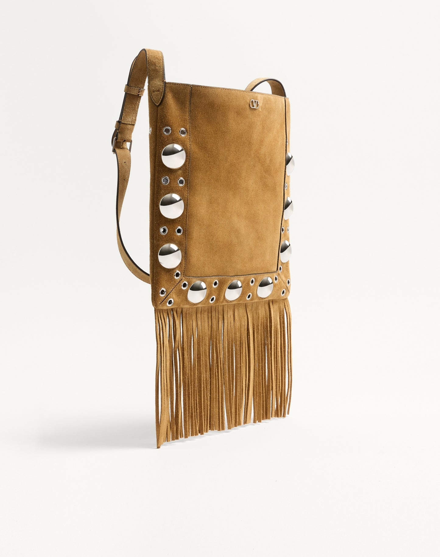 Valentino Garavani Nellcôte Suede Shoulder Bag With Fringes