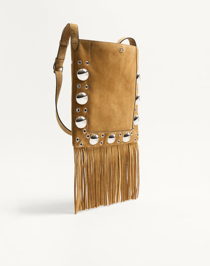 Valentino Garavani Nellcôte Suede Shoulder Bag With Fringes