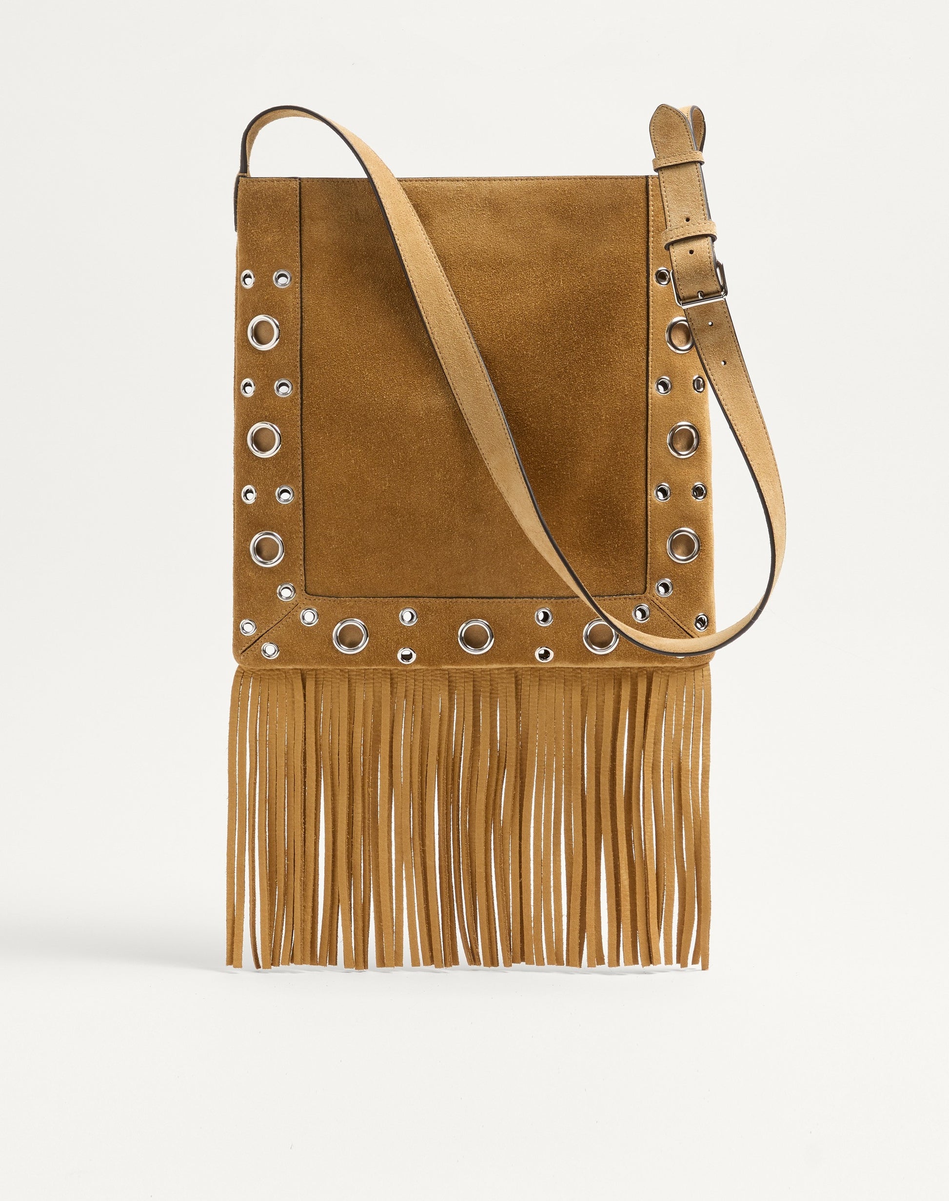 Valentino Garavani Nellcôte Suede Shoulder Bag With Fringes
