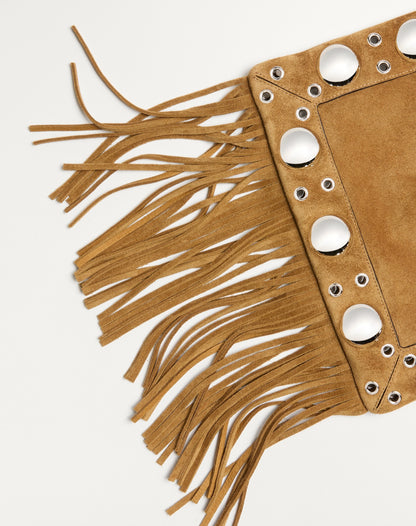 Valentino Garavani Nellcôte Suede Shoulder Bag With Fringes