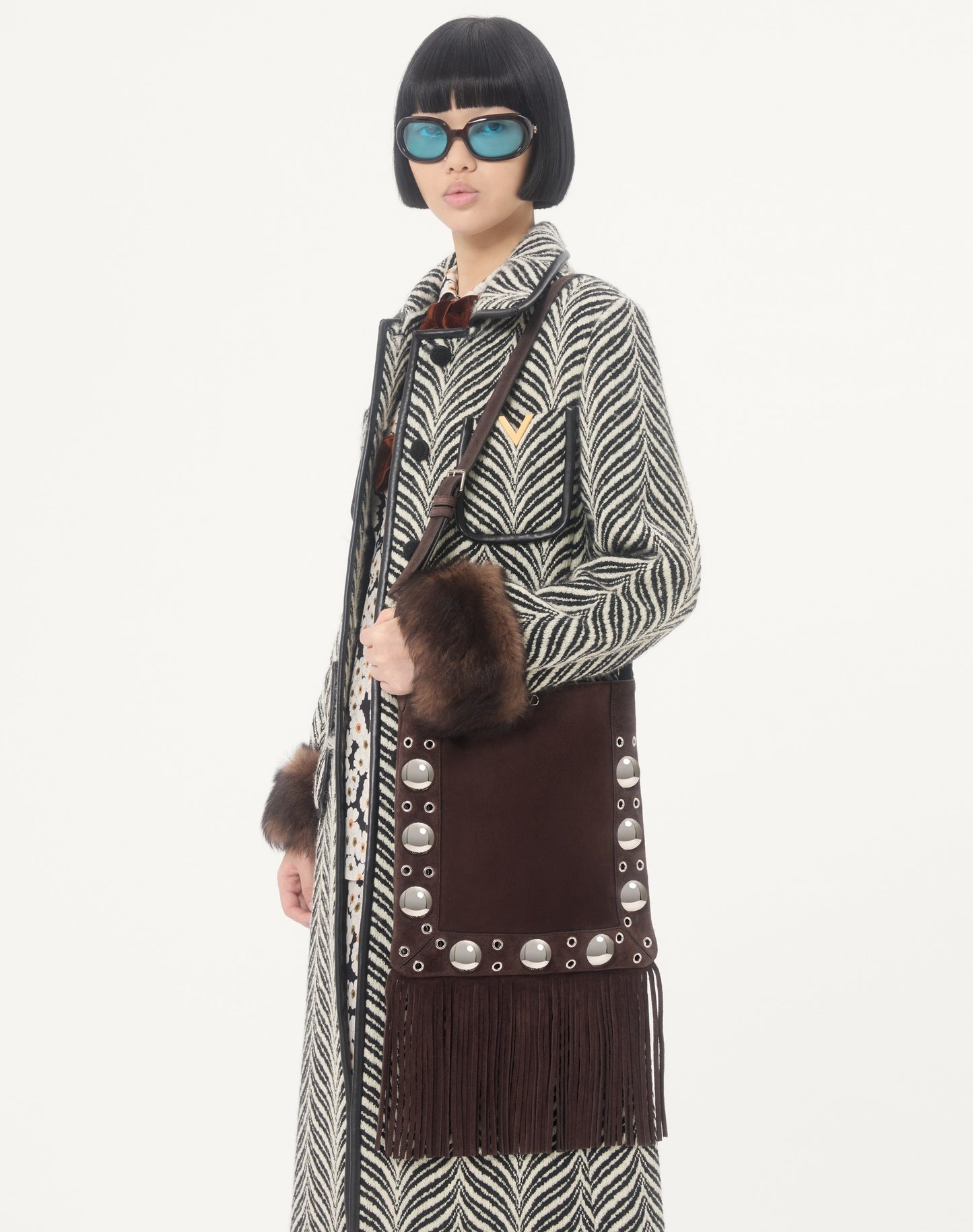 Valentino Garavani Nellcôte Suede Shoulder Bag With Fringes
