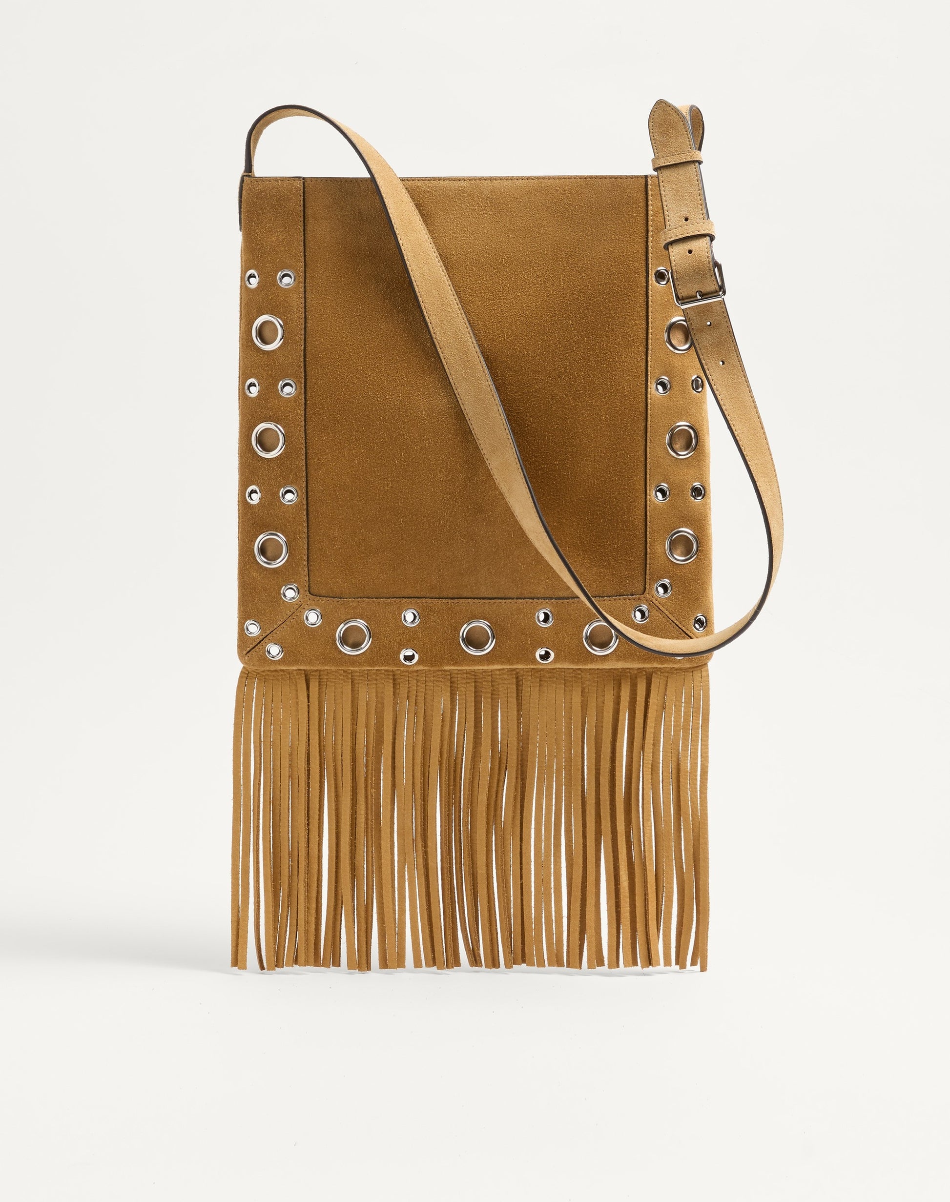 Valentino Garavani Nellcôte Suede Shoulder Bag With Fringes