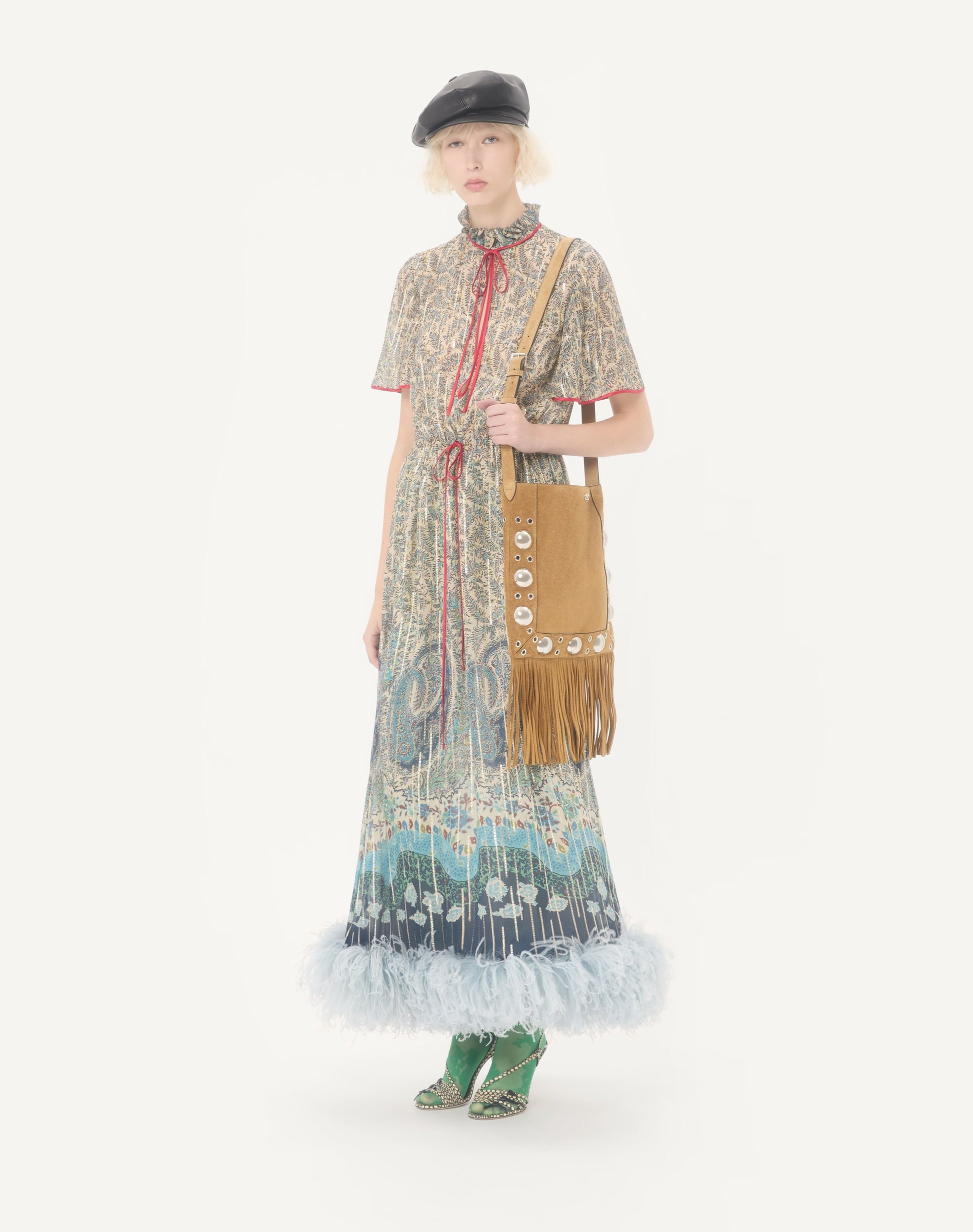 Valentino Garavani Nellcôte Suede Shoulder Bag With Fringes