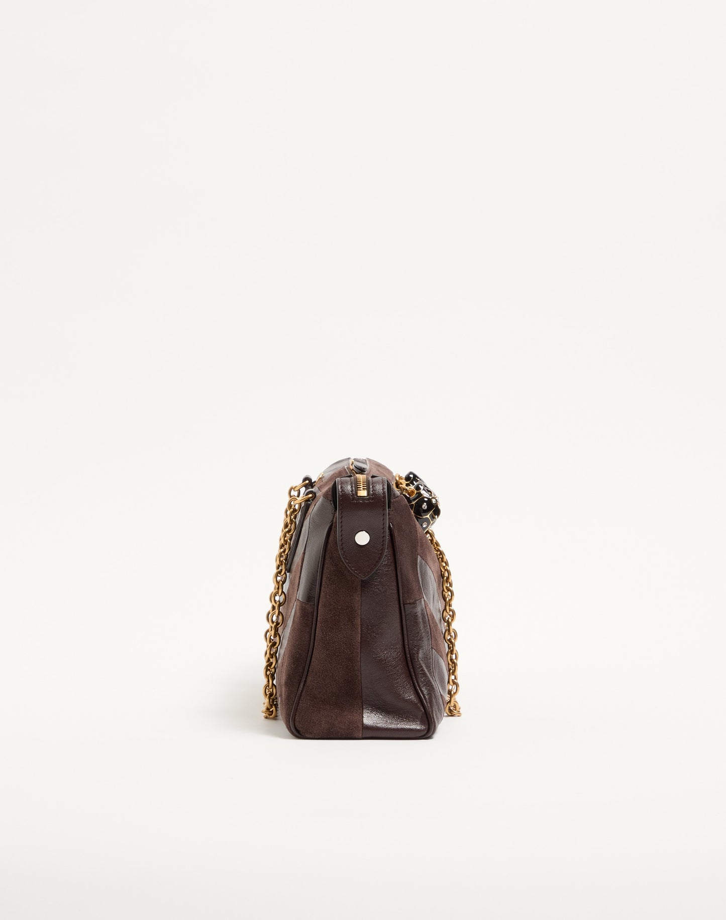 Valentino Garavani Panthea Medium Shoulder Bag In Suede And Nappa With Chevron Motif