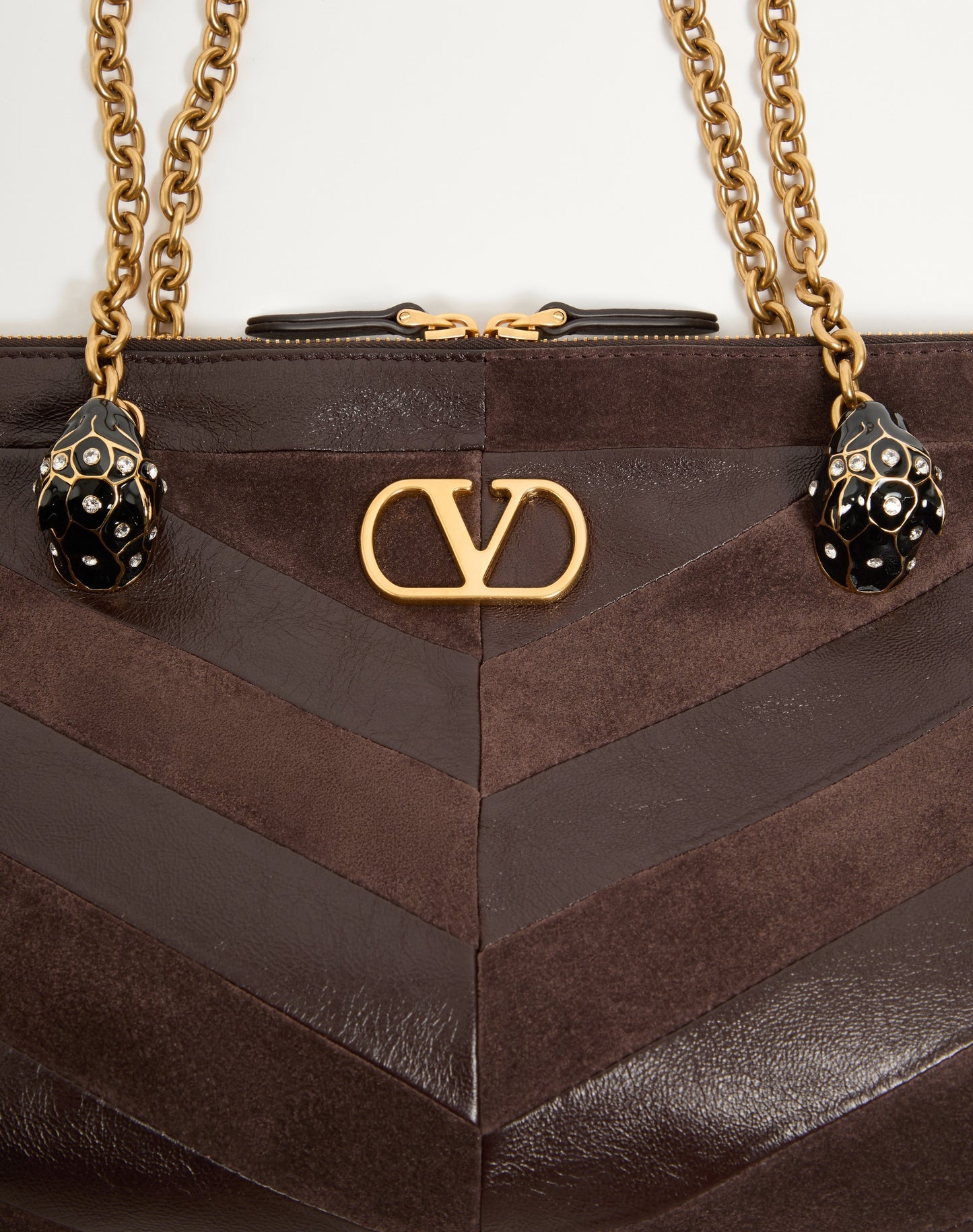 Valentino Garavani Panthea Medium Shoulder Bag In Suede And Nappa With Chevron Motif