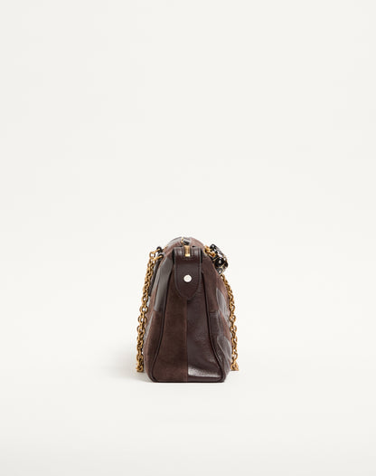 Valentino Garavani Panthea Medium Shoulder Bag In Suede And Nappa With Chevron Motif