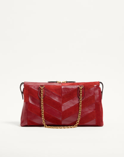 Valentino Garavani Panthea Medium Shoulder Bag In Suede And Nappa With Chevron Motif