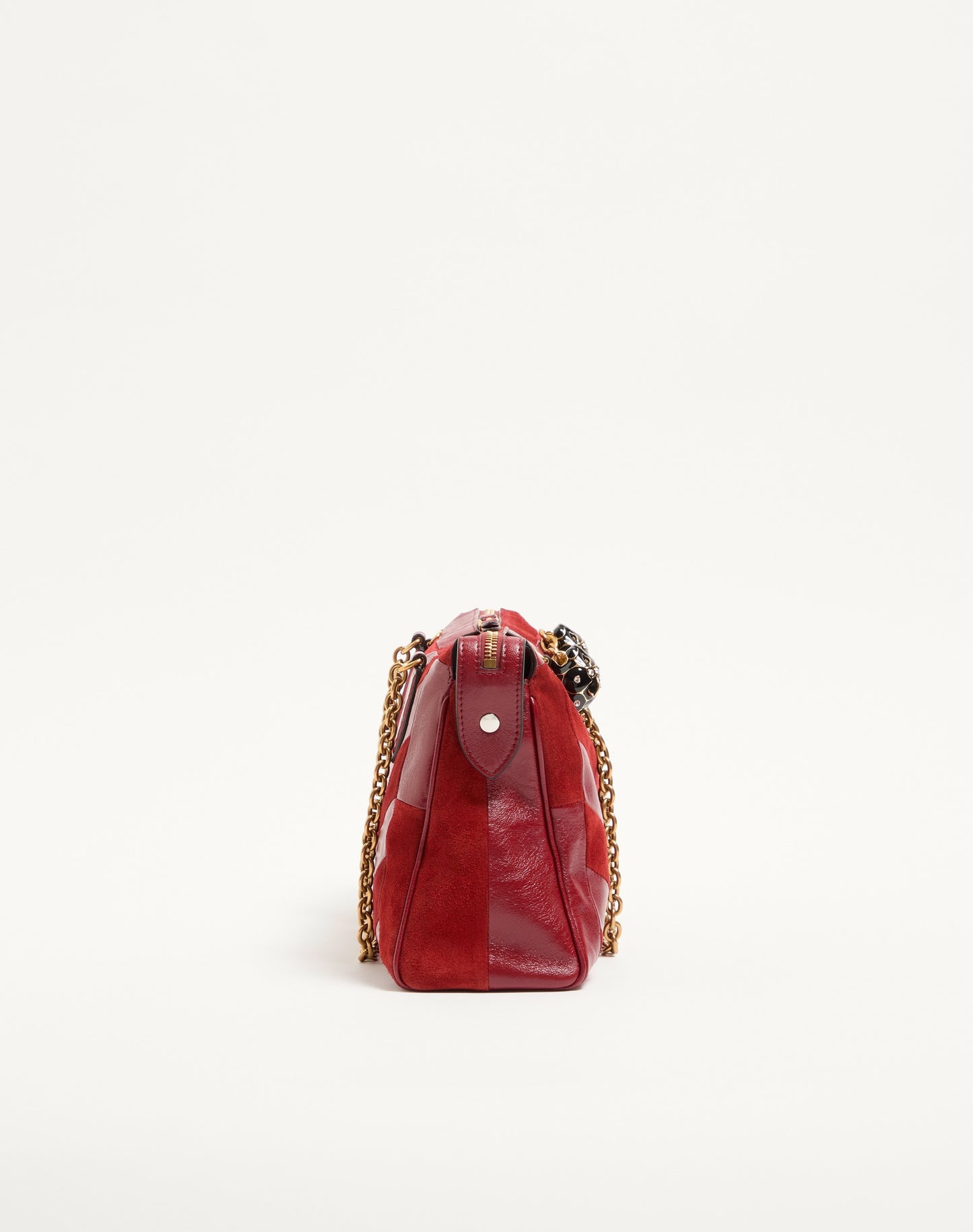 Valentino Garavani Panthea Medium Shoulder Bag In Suede And Nappa With Chevron Motif