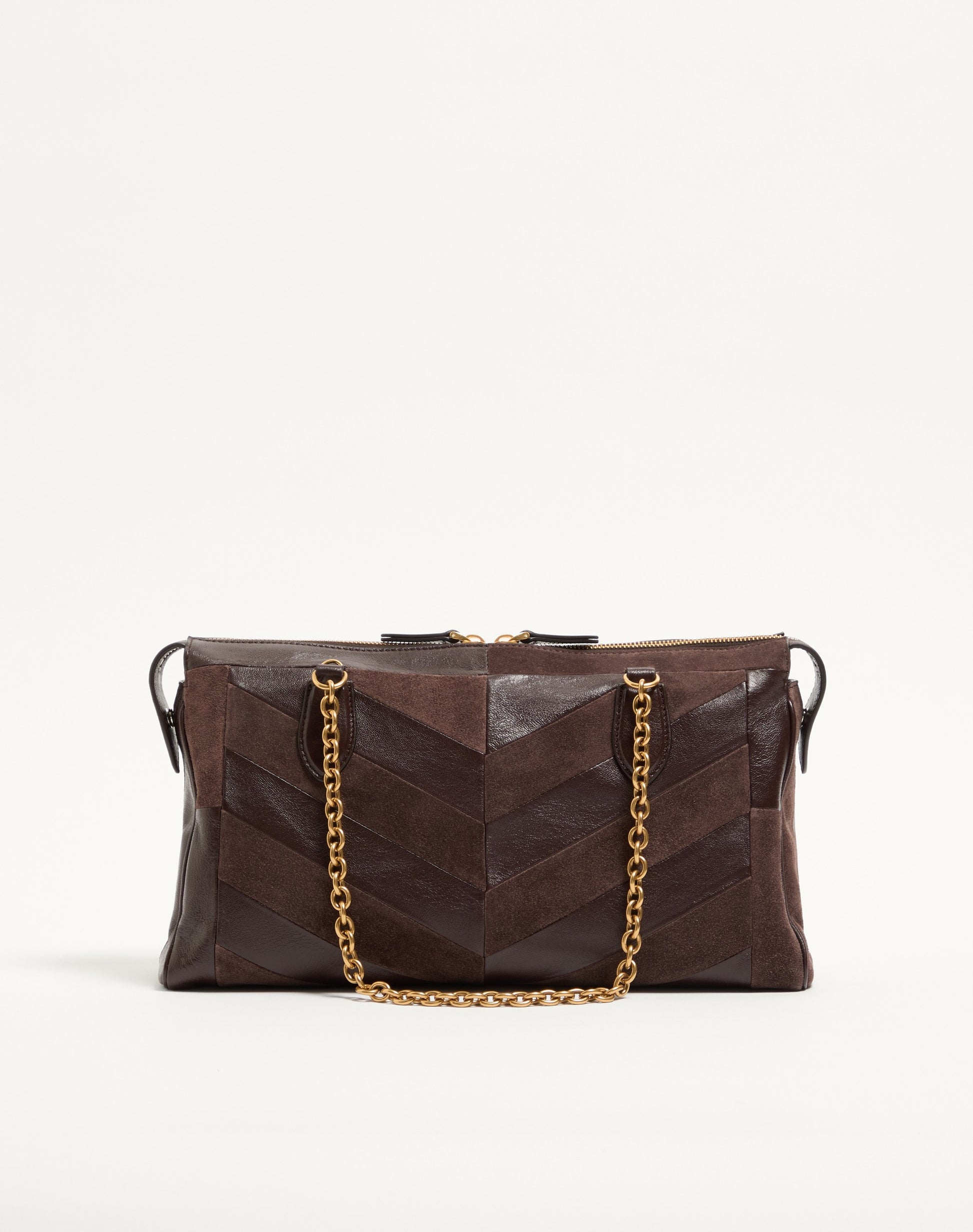 Valentino Garavani Panthea Medium Shoulder Bag In Suede And Nappa With Chevron Motif