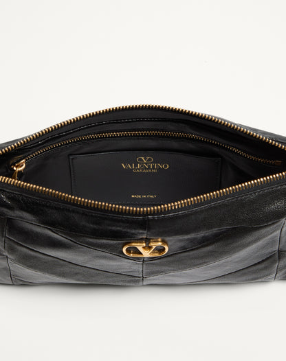 Valentino Garavani Panthea Small Shoulder Bag In Nappa Leather With A Chevron Pattern