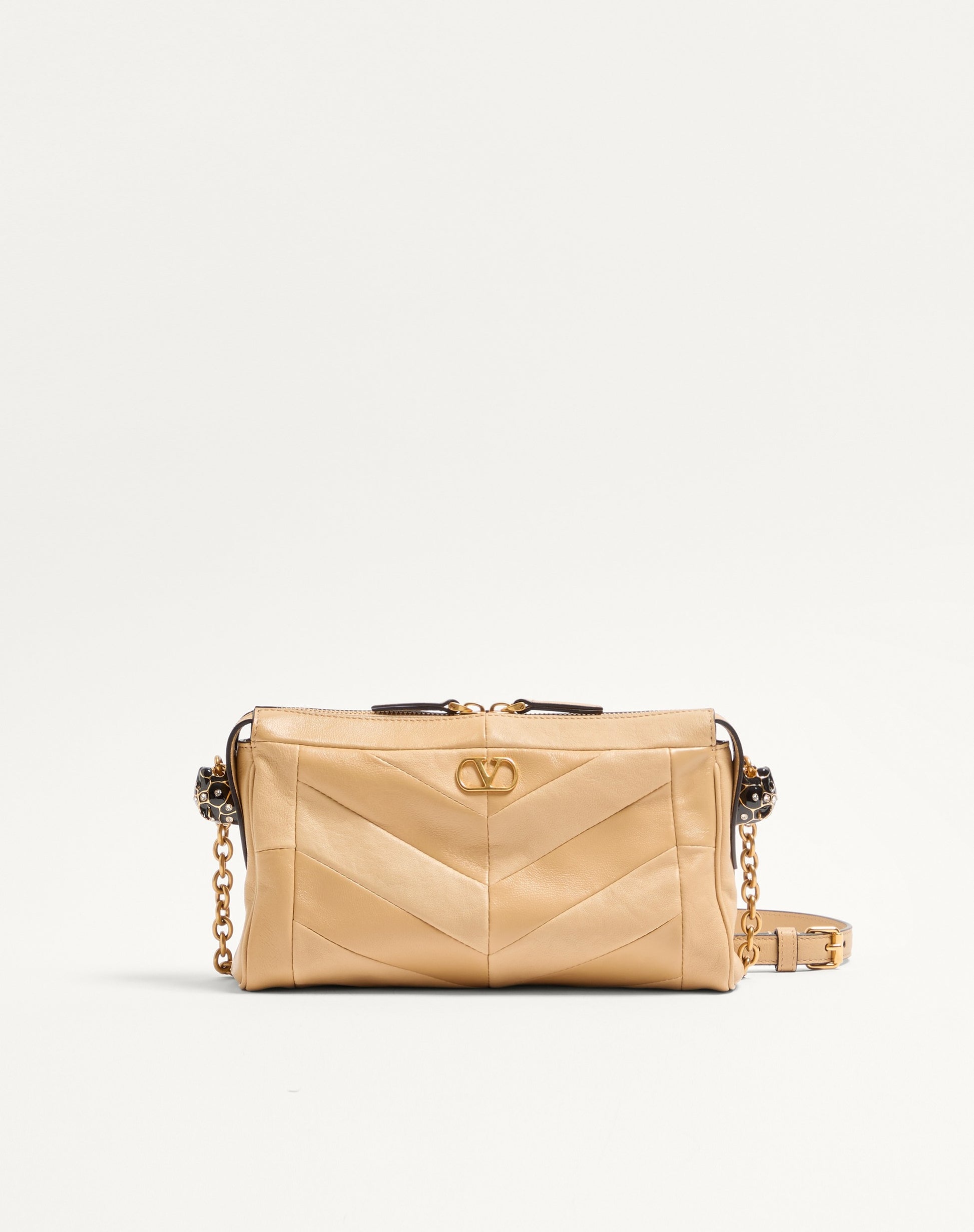 Valentino Garavani Panthea Small Shoulder Bag In Nappa Leather With A Chevron Pattern