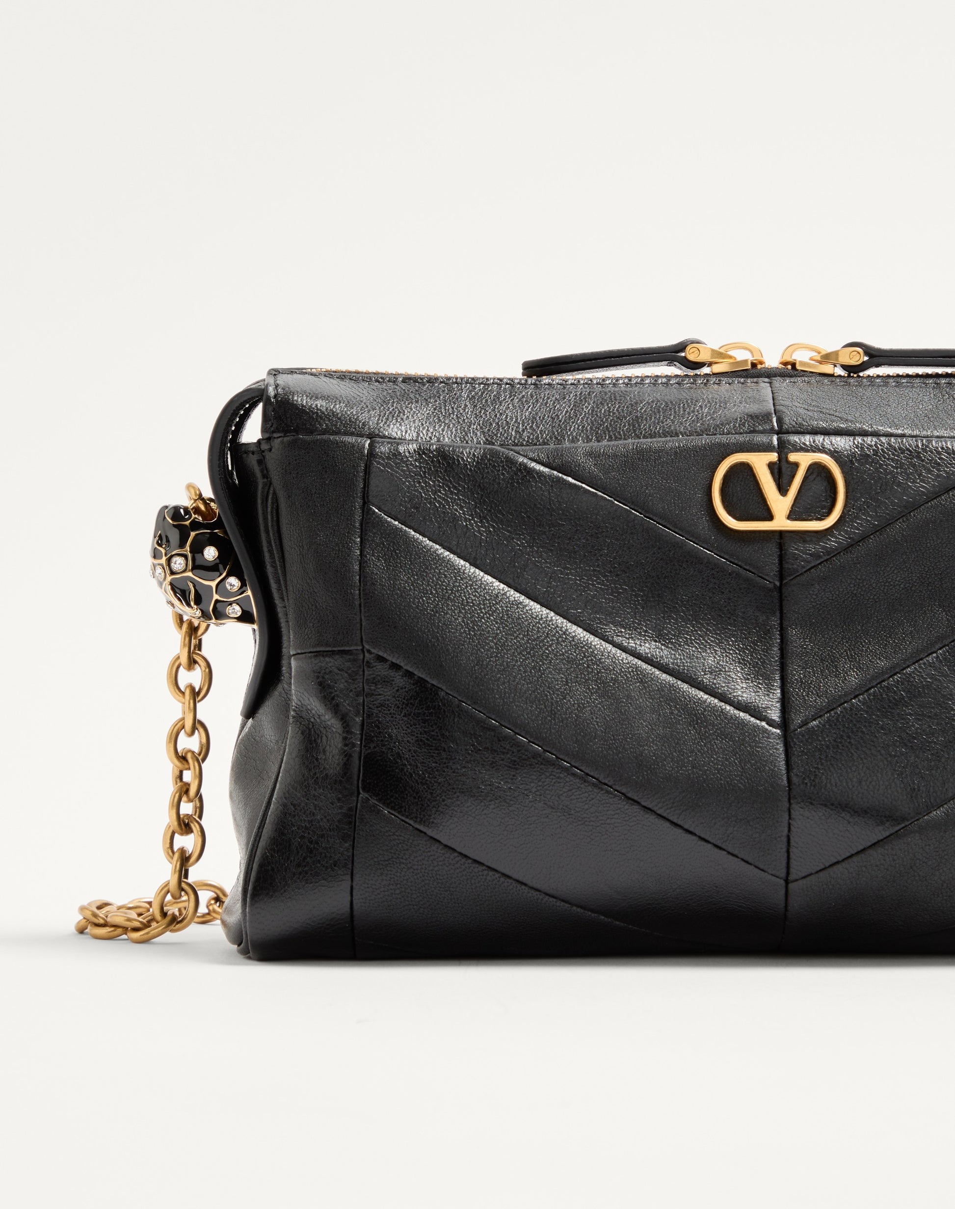 Valentino Garavani Panthea Small Shoulder Bag In Nappa Leather With A Chevron Pattern