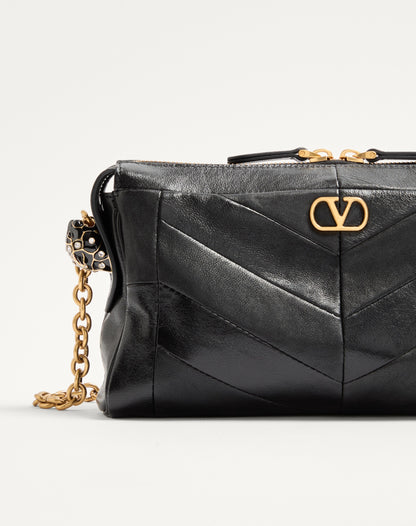Valentino Garavani Panthea Small Shoulder Bag In Nappa Leather With A Chevron Pattern
