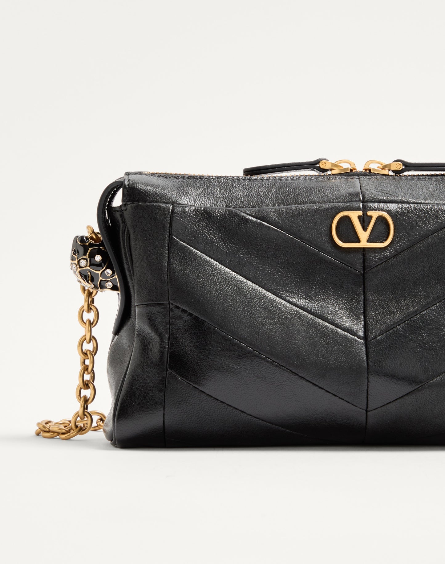 Valentino Garavani Panthea Small Shoulder Bag In Nappa Leather With A Chevron Pattern