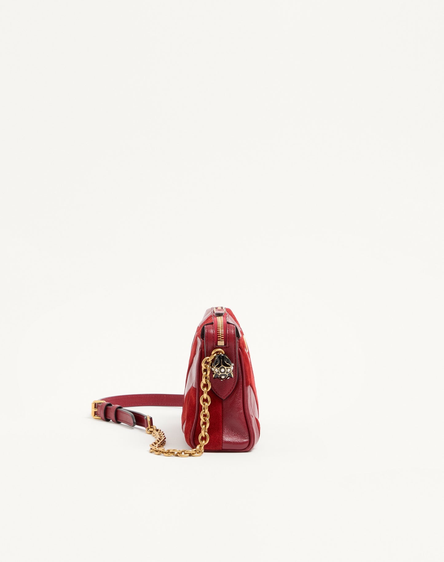 Valentino Garavani Panthea Small Shoulder Bag In Suede And Nappa With Chevron Pattern