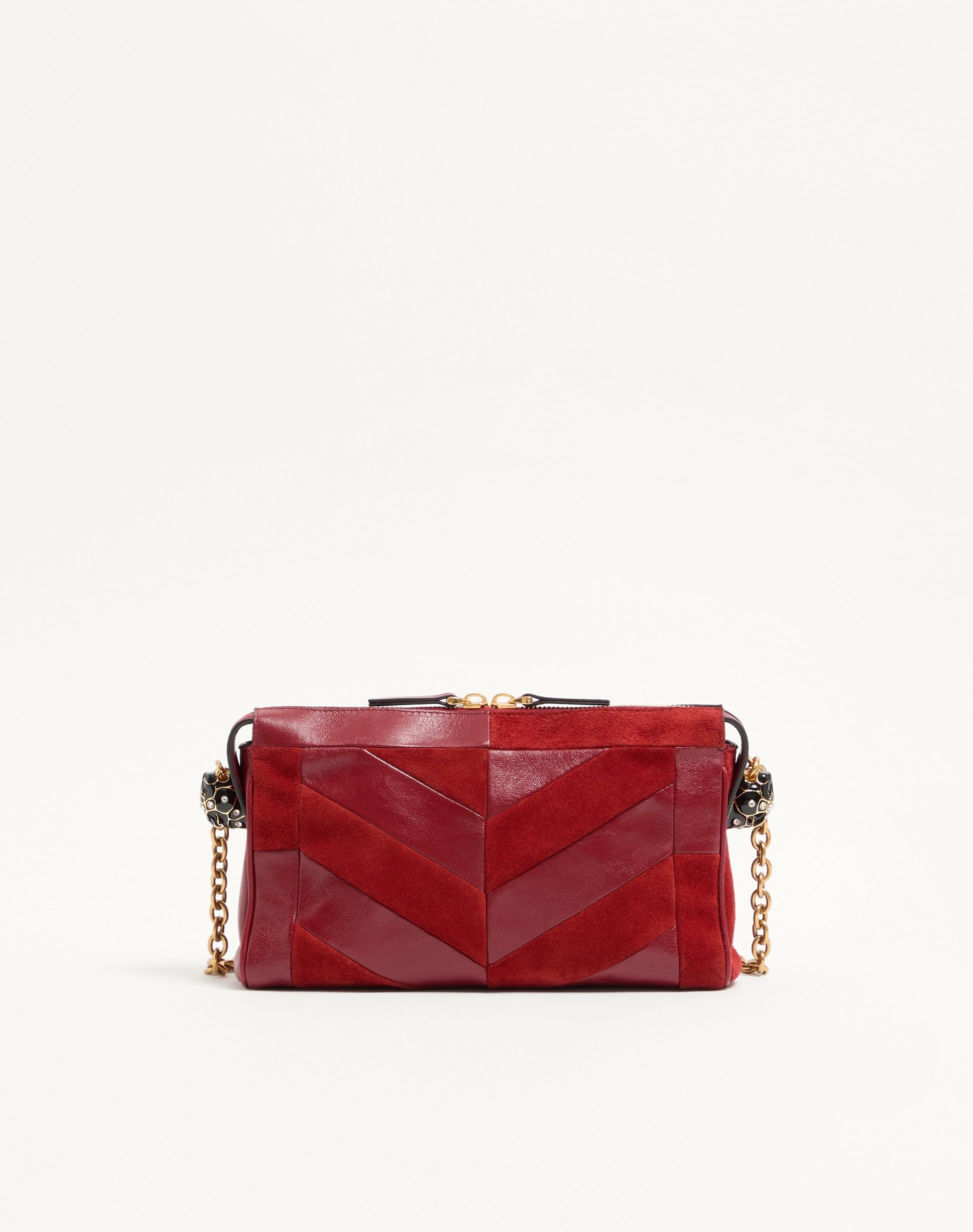 Valentino Garavani Panthea Small Shoulder Bag In Suede And Nappa With Chevron Pattern