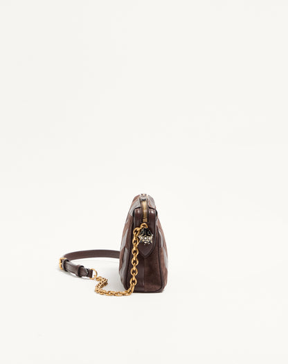 Valentino Garavani Panthea Small Shoulder Bag In Suede And Nappa With Chevron Pattern