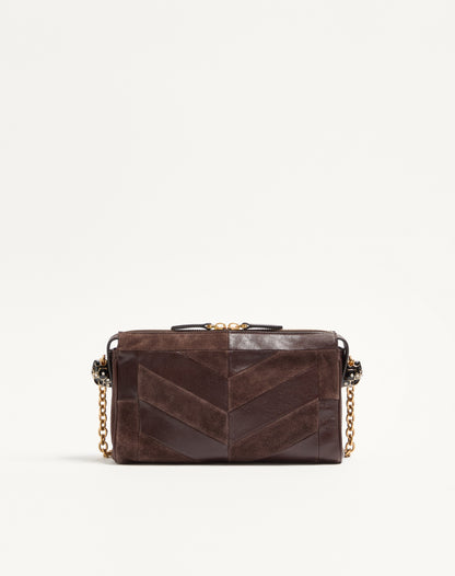 Valentino Garavani Panthea Small Shoulder Bag In Suede And Nappa With Chevron Pattern