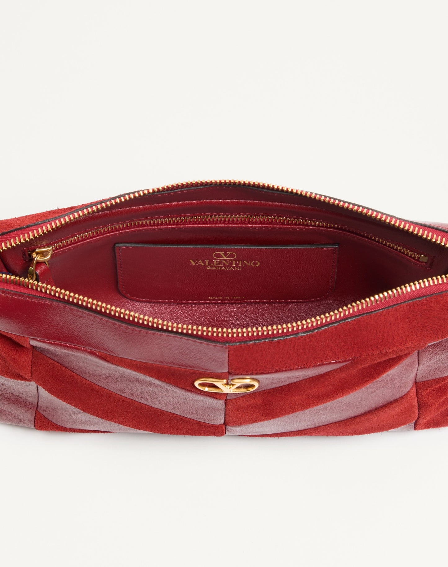 Valentino Garavani Panthea Small Shoulder Bag In Suede And Nappa With Chevron Pattern