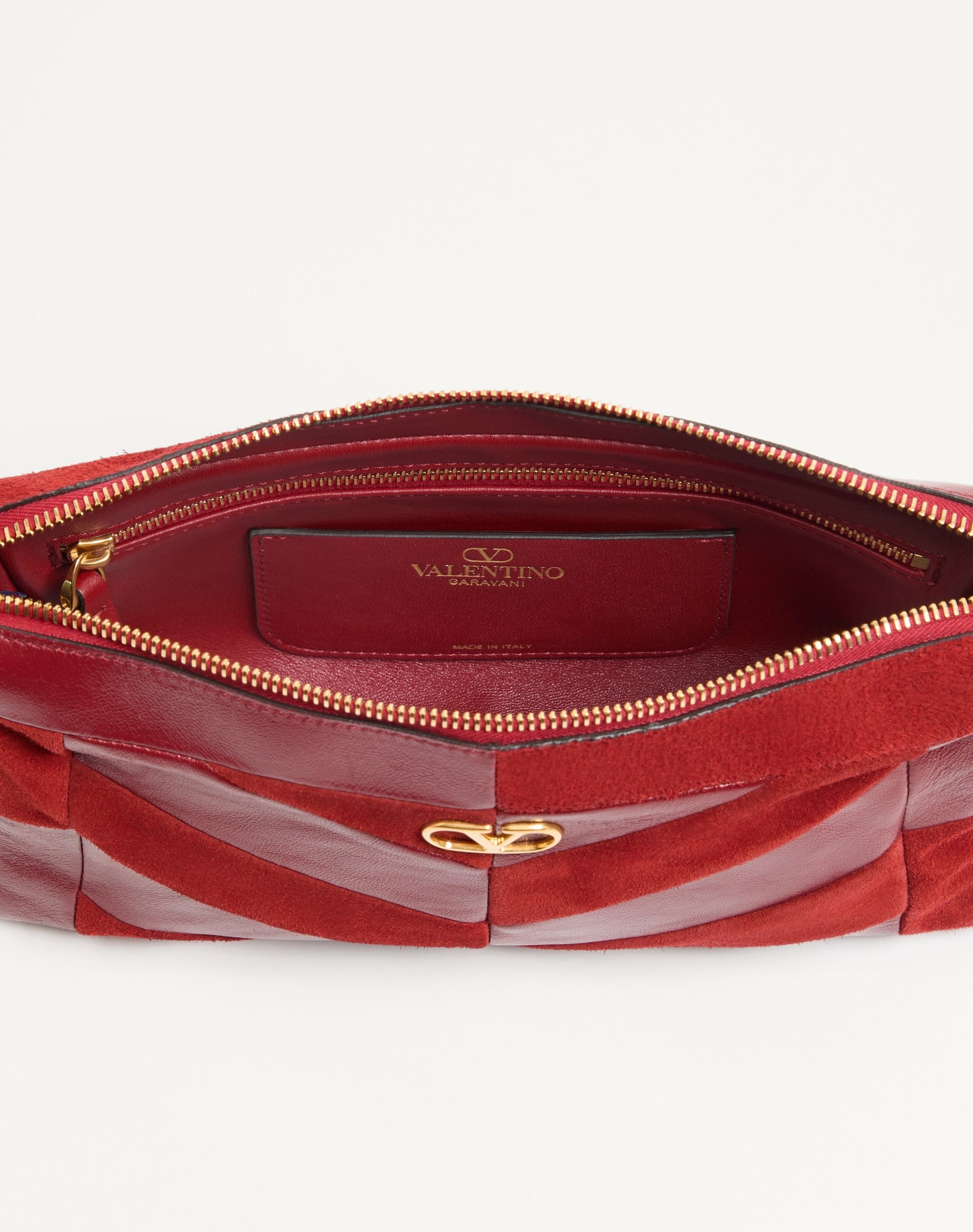 Valentino Garavani Panthea Small Shoulder Bag In Suede And Nappa With Chevron Pattern