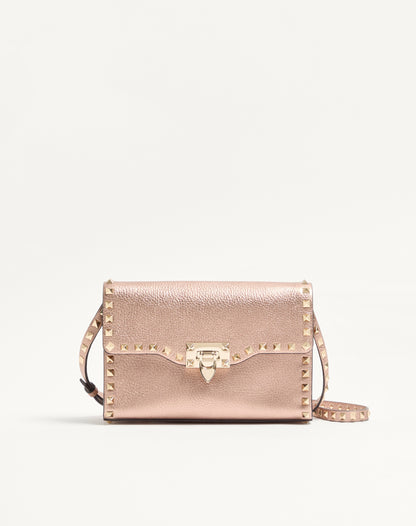 Valentino Garavani Rockstud Small Crossbody Bag In Laminated Grainy Calfskin Leather