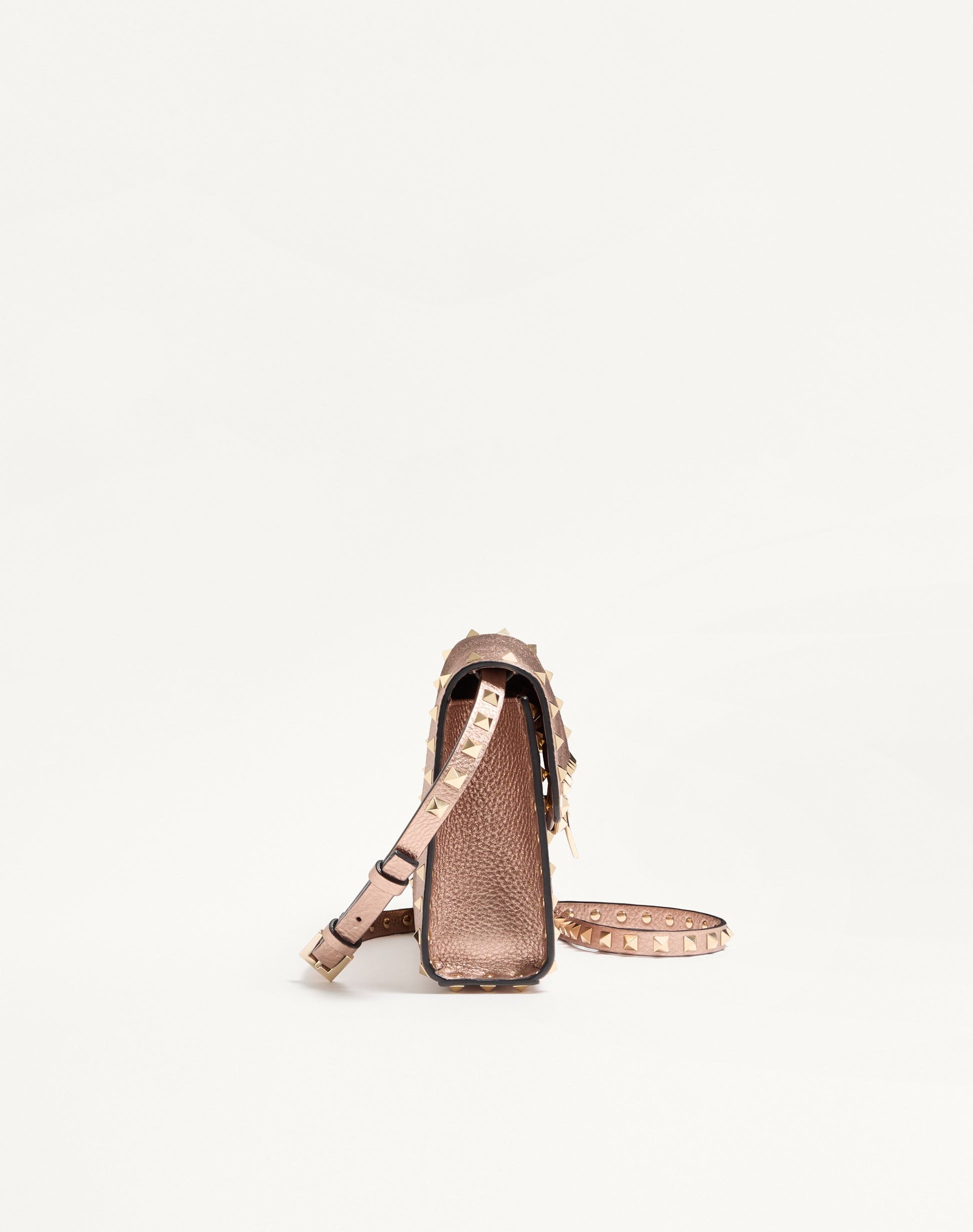 Valentino Garavani Rockstud Small Crossbody Bag In Laminated Grainy Calfskin Leather