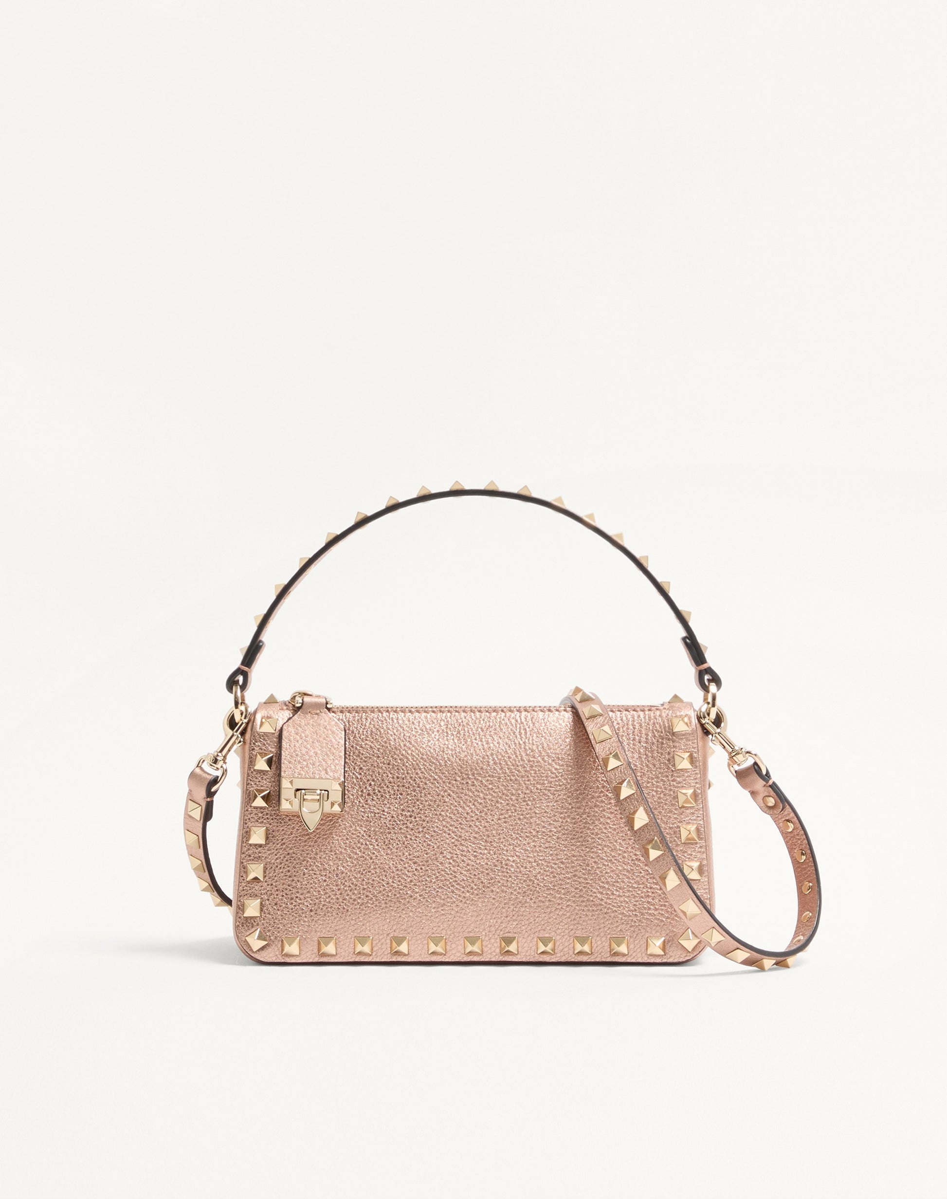 Valentino Garavani Rockstud Small Crossbody Bag In Laminated Grainy Calfskin Leather