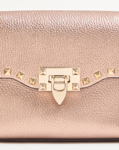 Valentino Garavani Rockstud Small Crossbody Bag In Laminated Grainy Calfskin Leather
