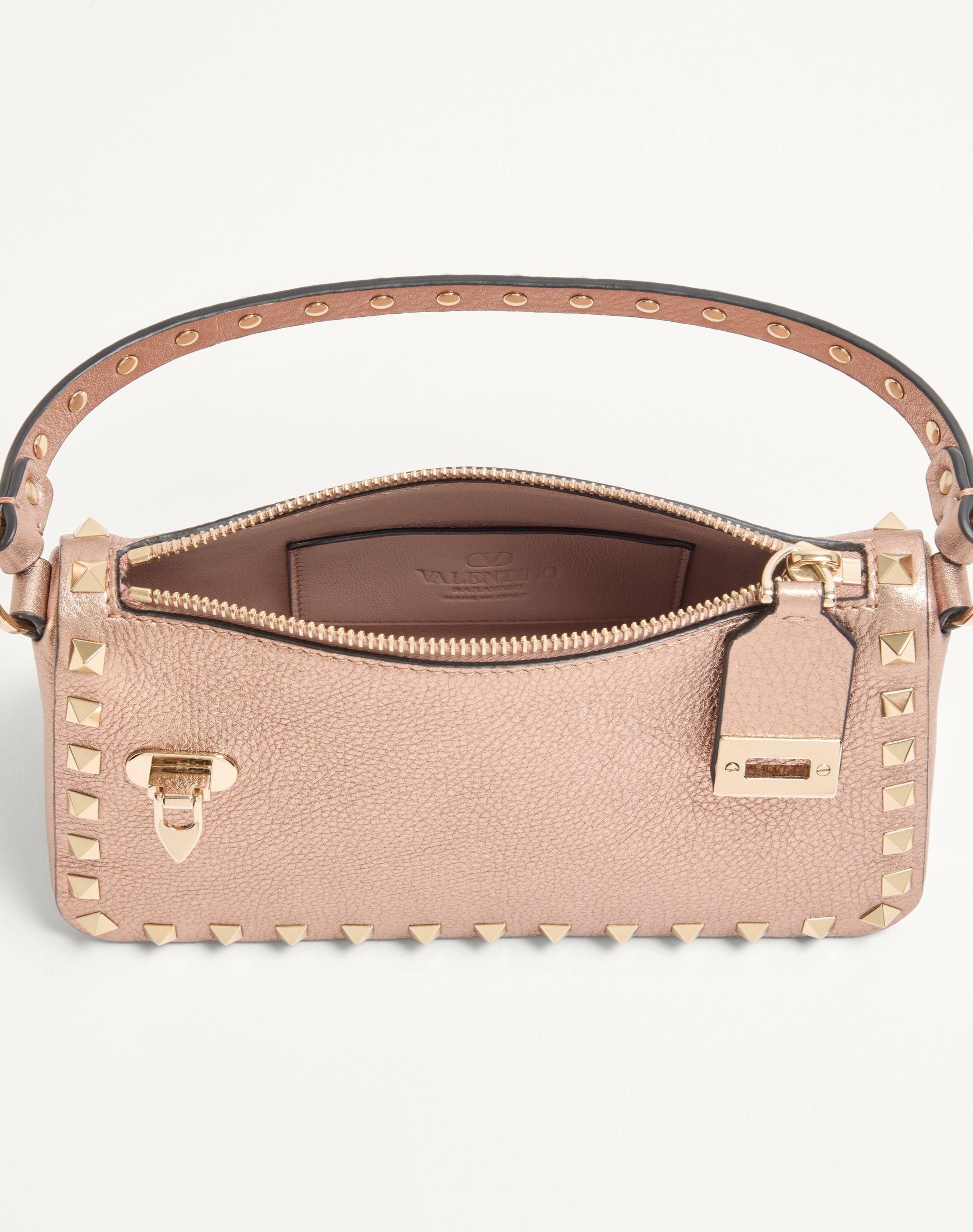 Valentino Garavani Rockstud Small Crossbody Bag In Laminated Grainy Calfskin Leather