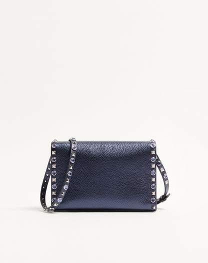 Valentino Garavani Rockstud Small Shoulder Bag In Laminated Calfskin With Cabochon Stones