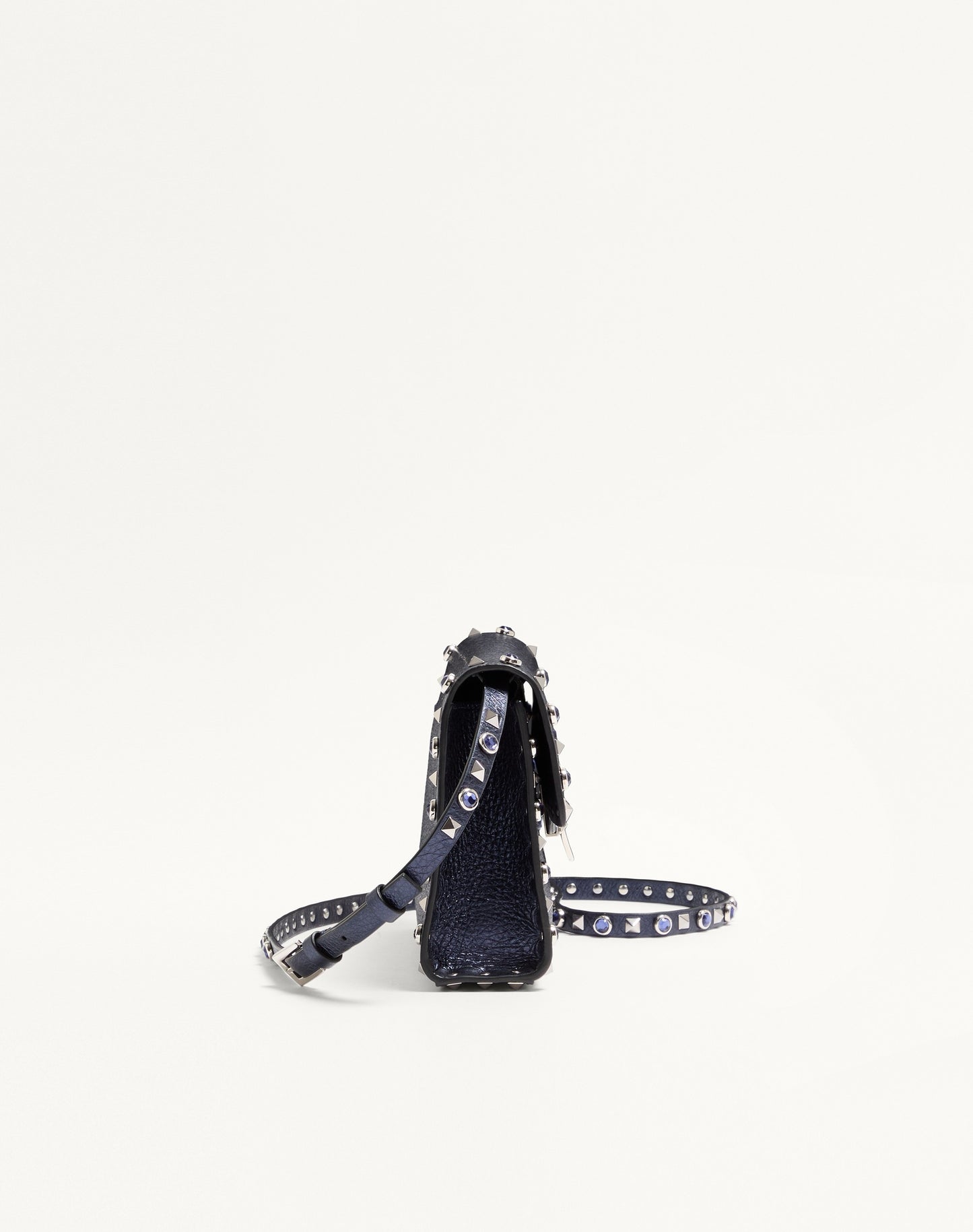 Valentino Garavani Rockstud Small Shoulder Bag In Laminated Calfskin With Cabochon Stones