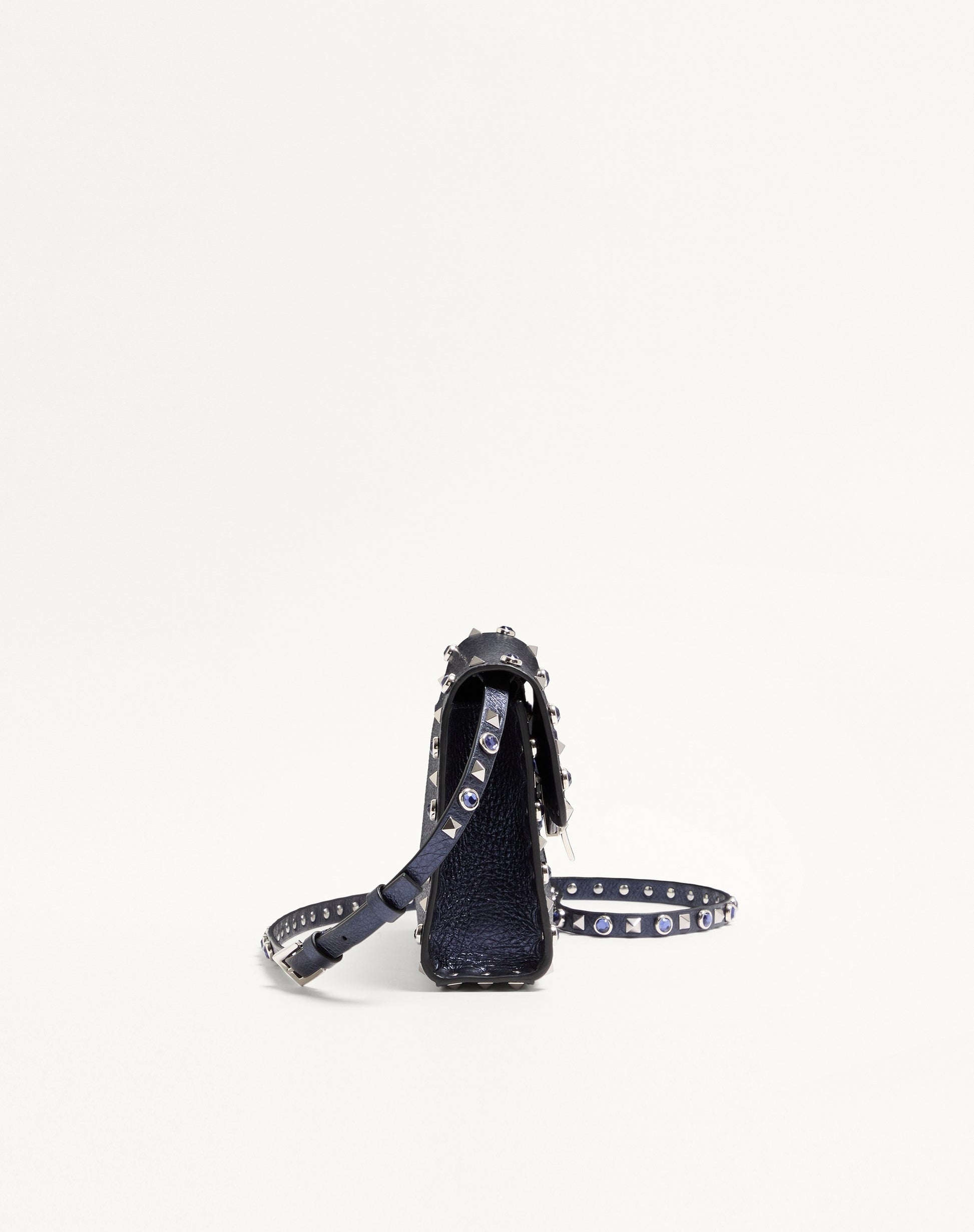 Valentino Garavani Rockstud Small Shoulder Bag In Laminated Calfskin With Cabochon Stones