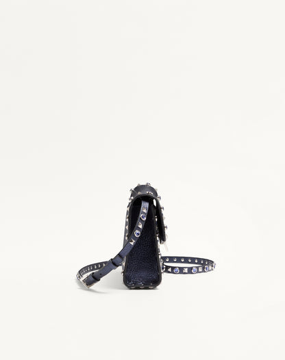 Valentino Garavani Rockstud Small Shoulder Bag In Laminated Calfskin With Cabochon Stones