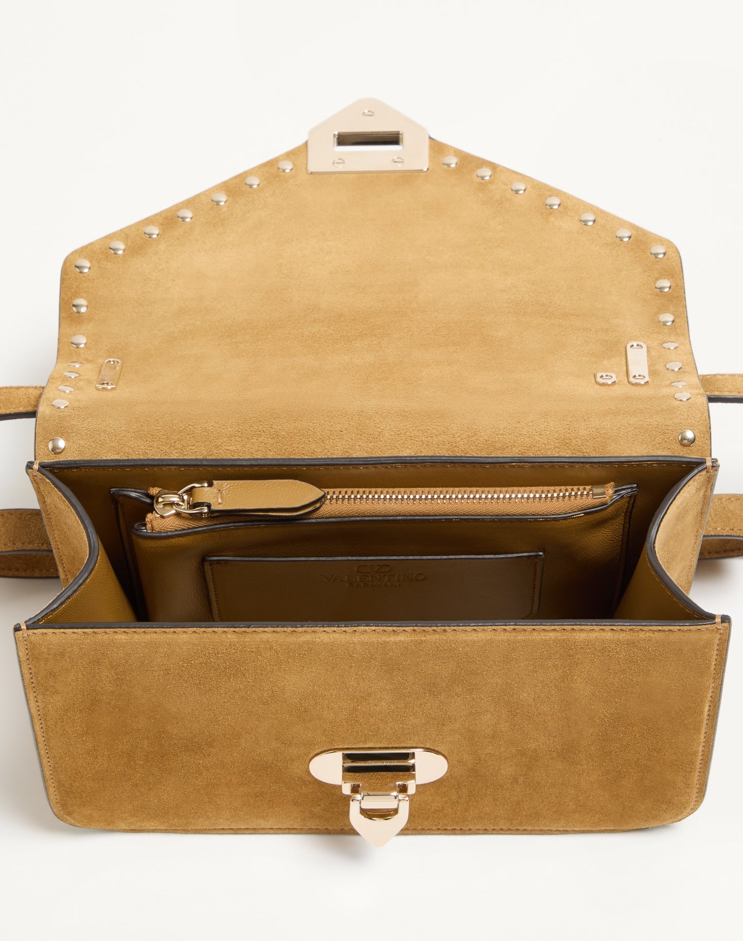 Valentino Garavani Rockstud Small Shoulder Bag In Suede