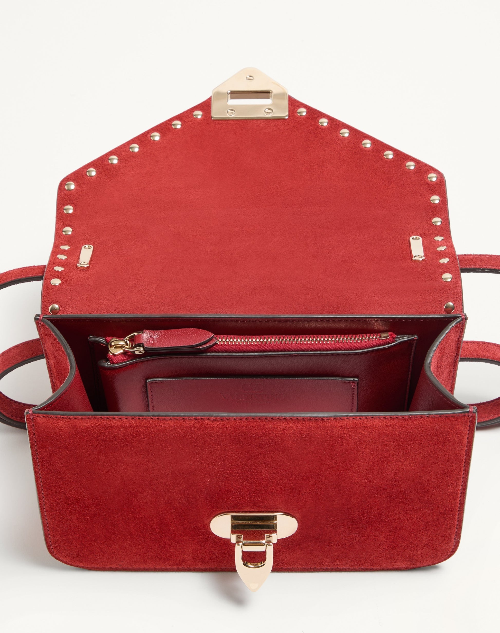 Valentino Garavani Rockstud Small Shoulder Bag In Suede