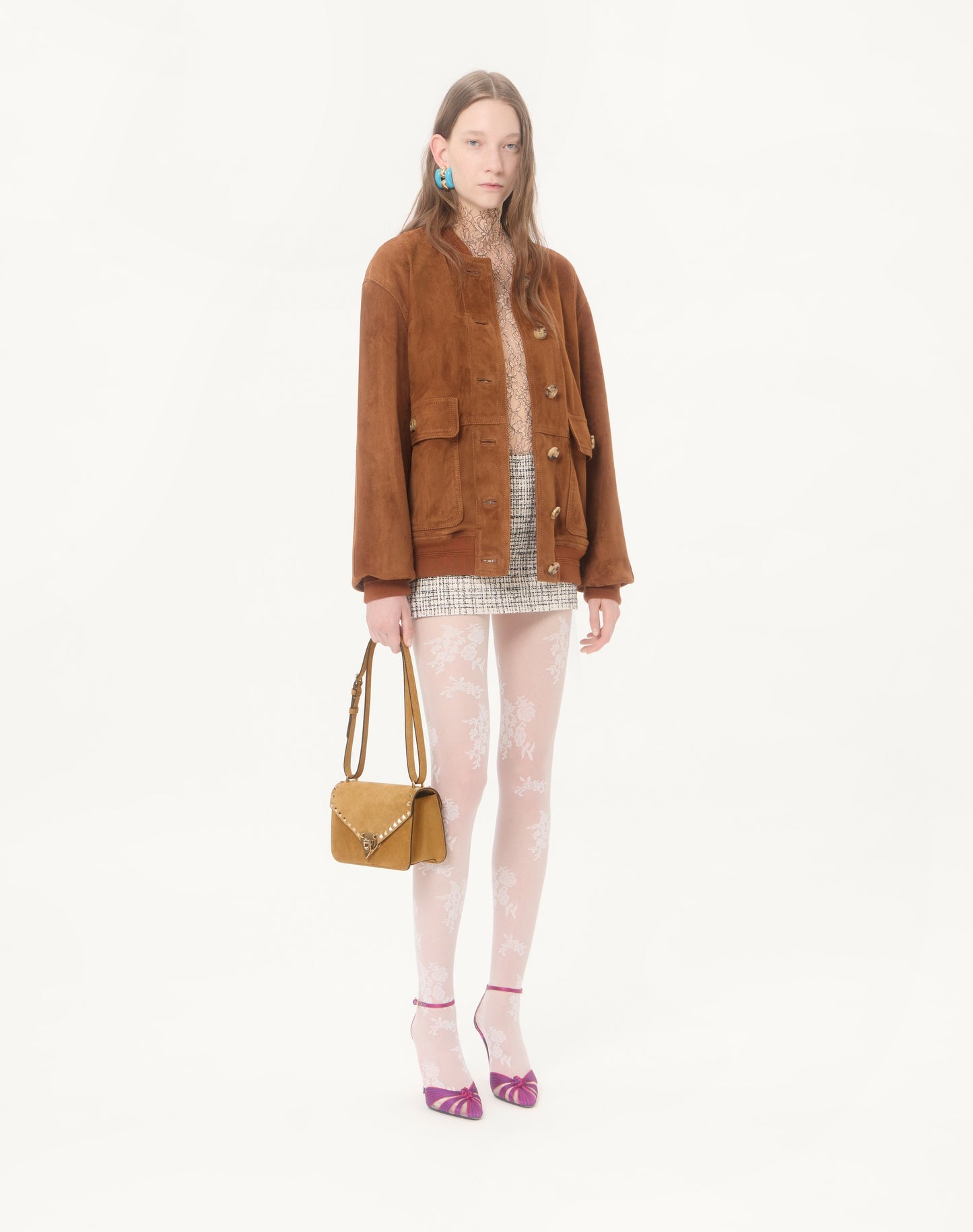 Valentino Garavani Rockstud Small Shoulder Bag In Suede