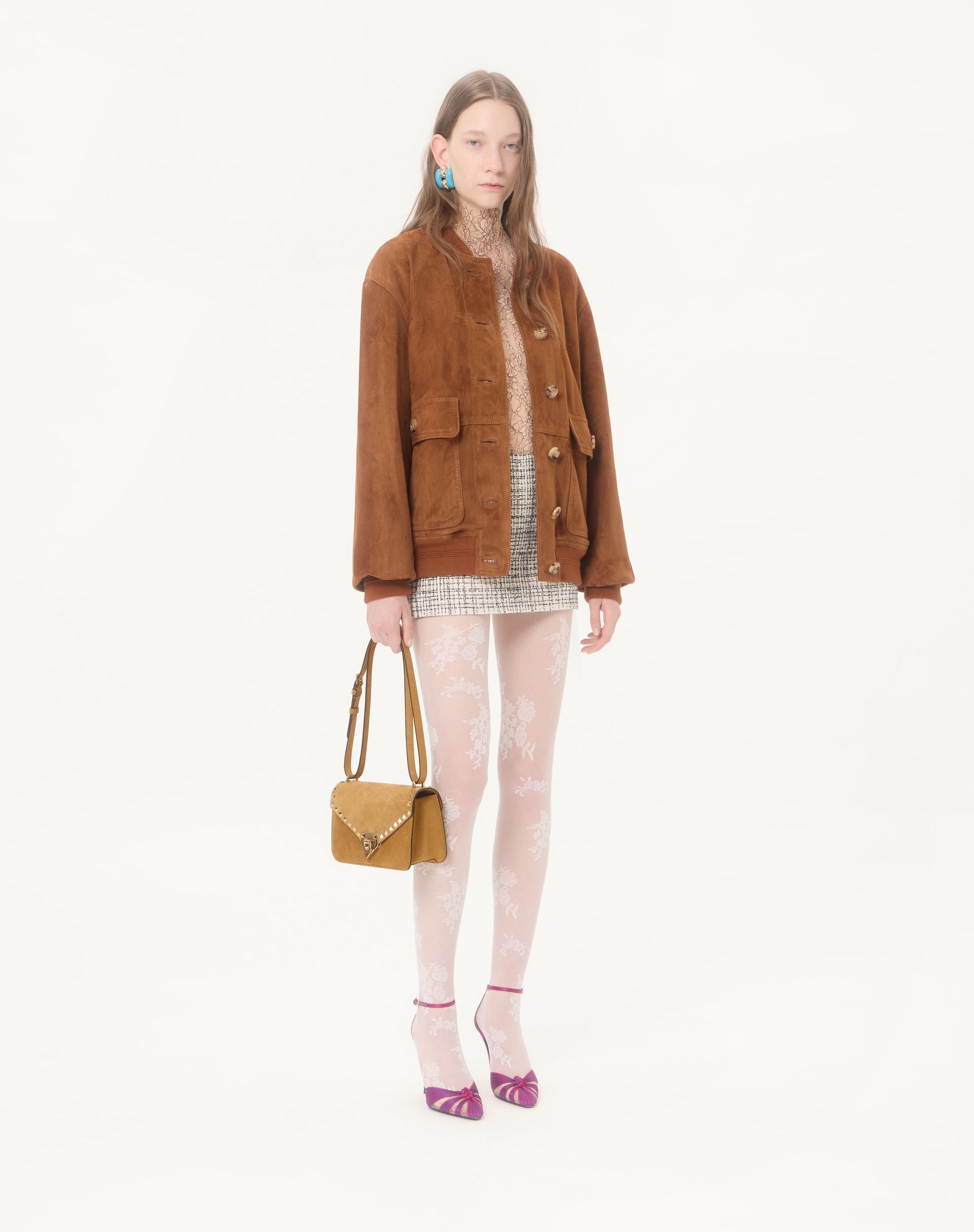 Valentino Garavani Rockstud Small Shoulder Bag In Suede