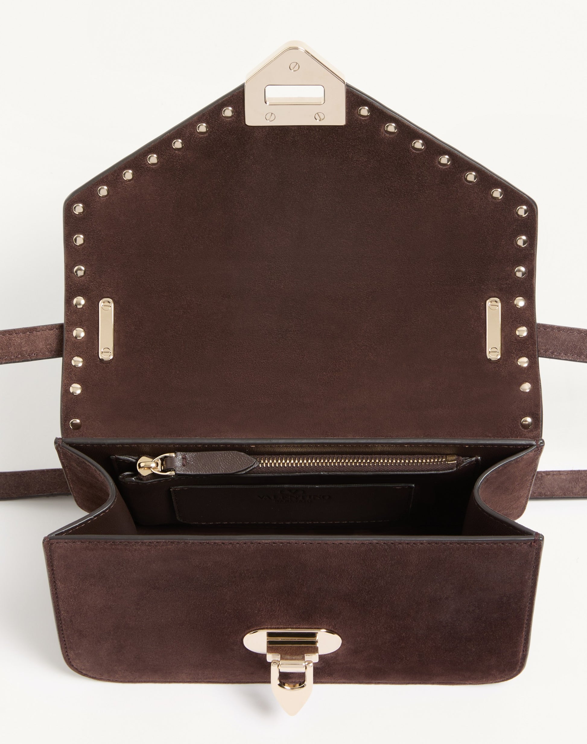 Valentino Garavani Rockstud Small Shoulder Bag In Suede