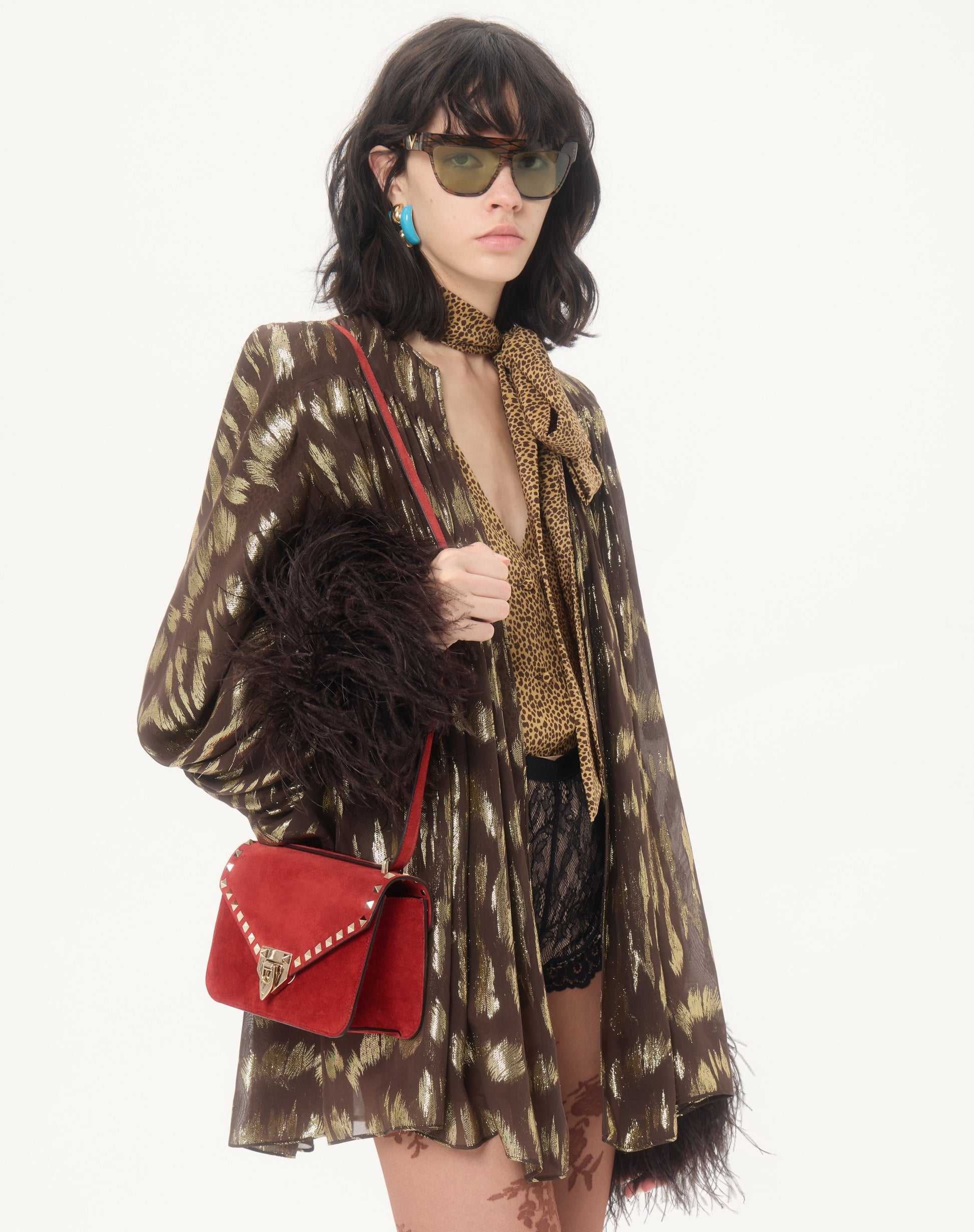 Valentino Garavani Rockstud Small Shoulder Bag In Suede