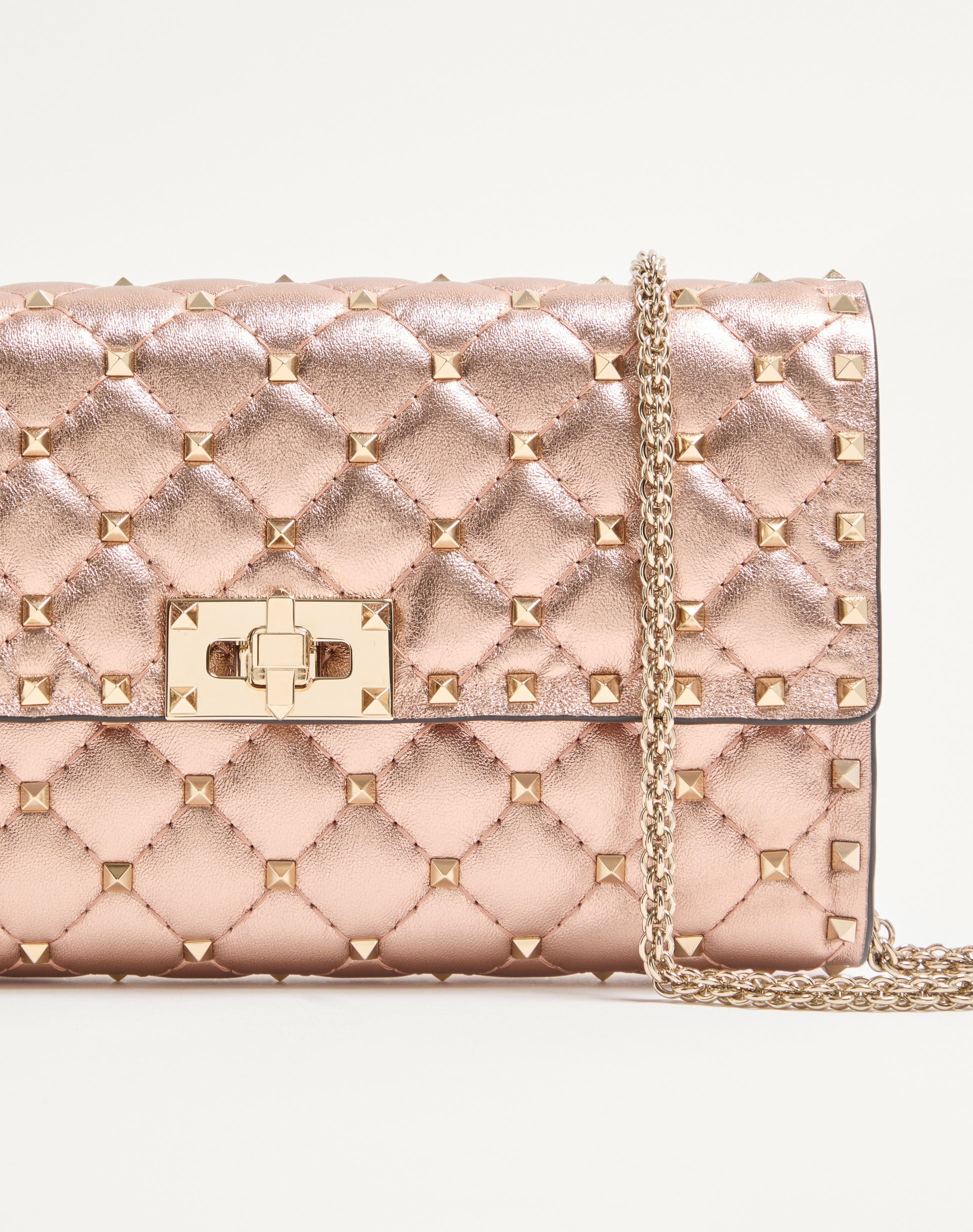 Valentino Garavani Rockstud Spike Shoulder Bag In Laminated Nappa Leather