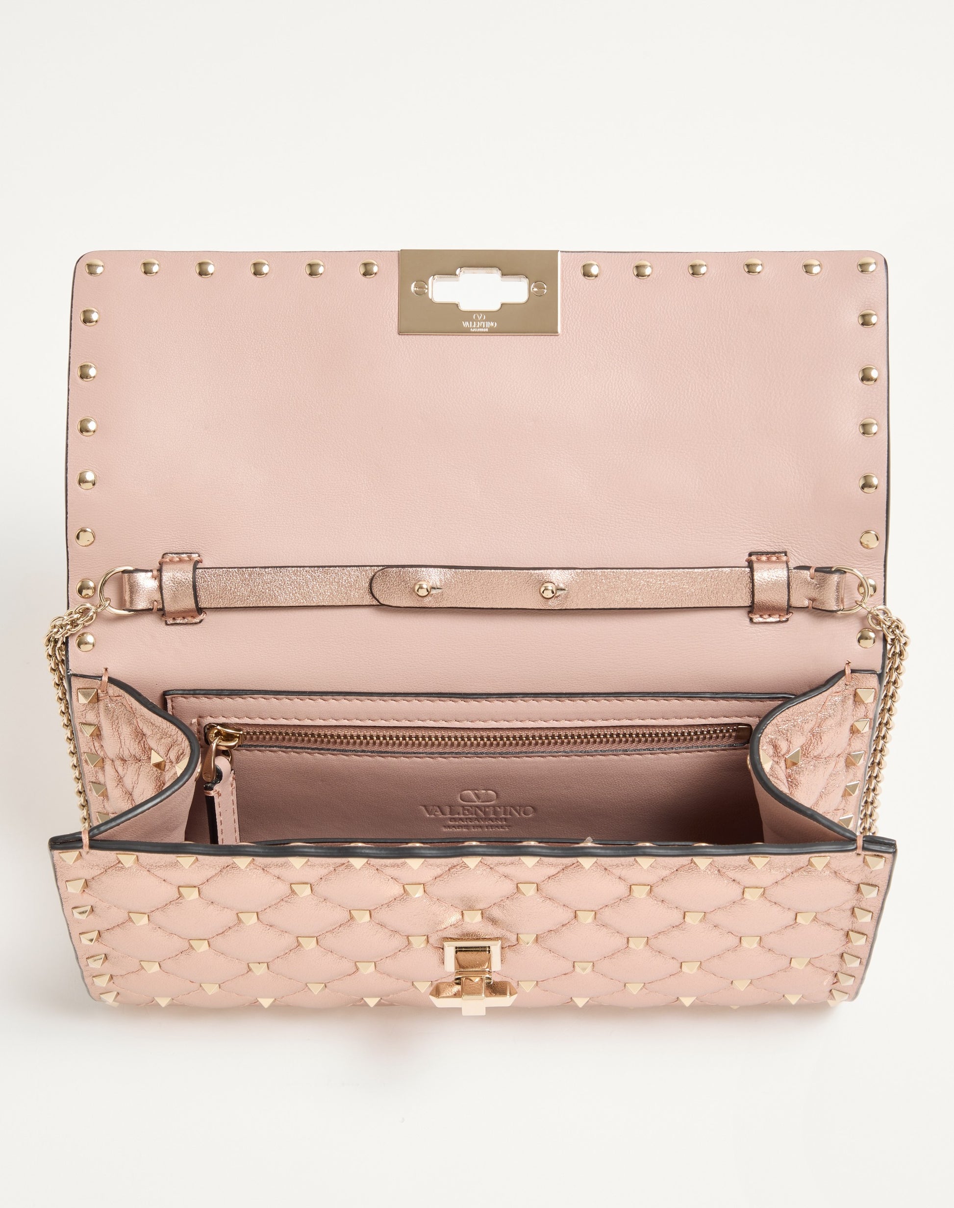 Valentino Garavani Rockstud Spike Shoulder Bag In Laminated Nappa Leather